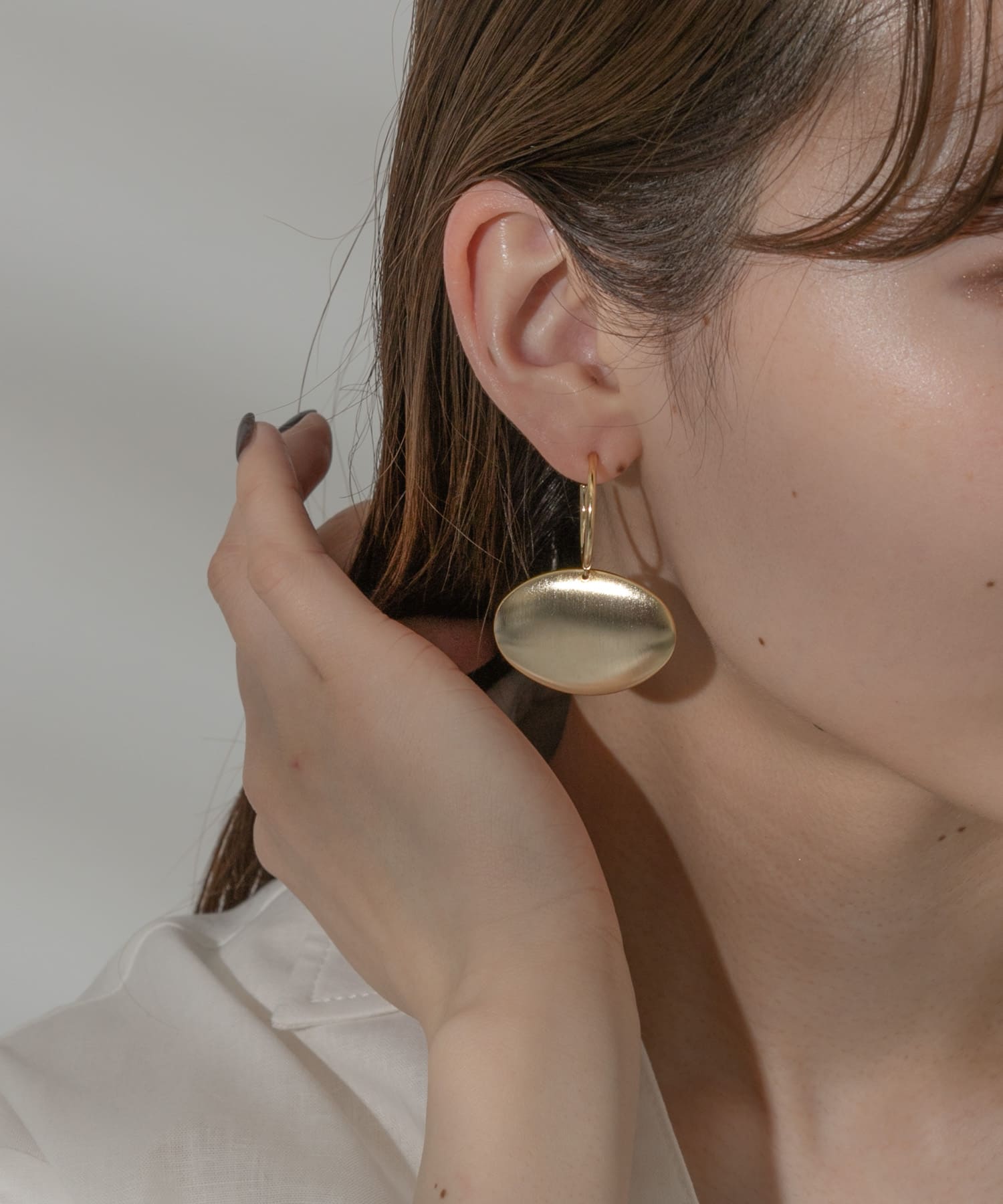 メタルビッグオーバルピアス GLD -