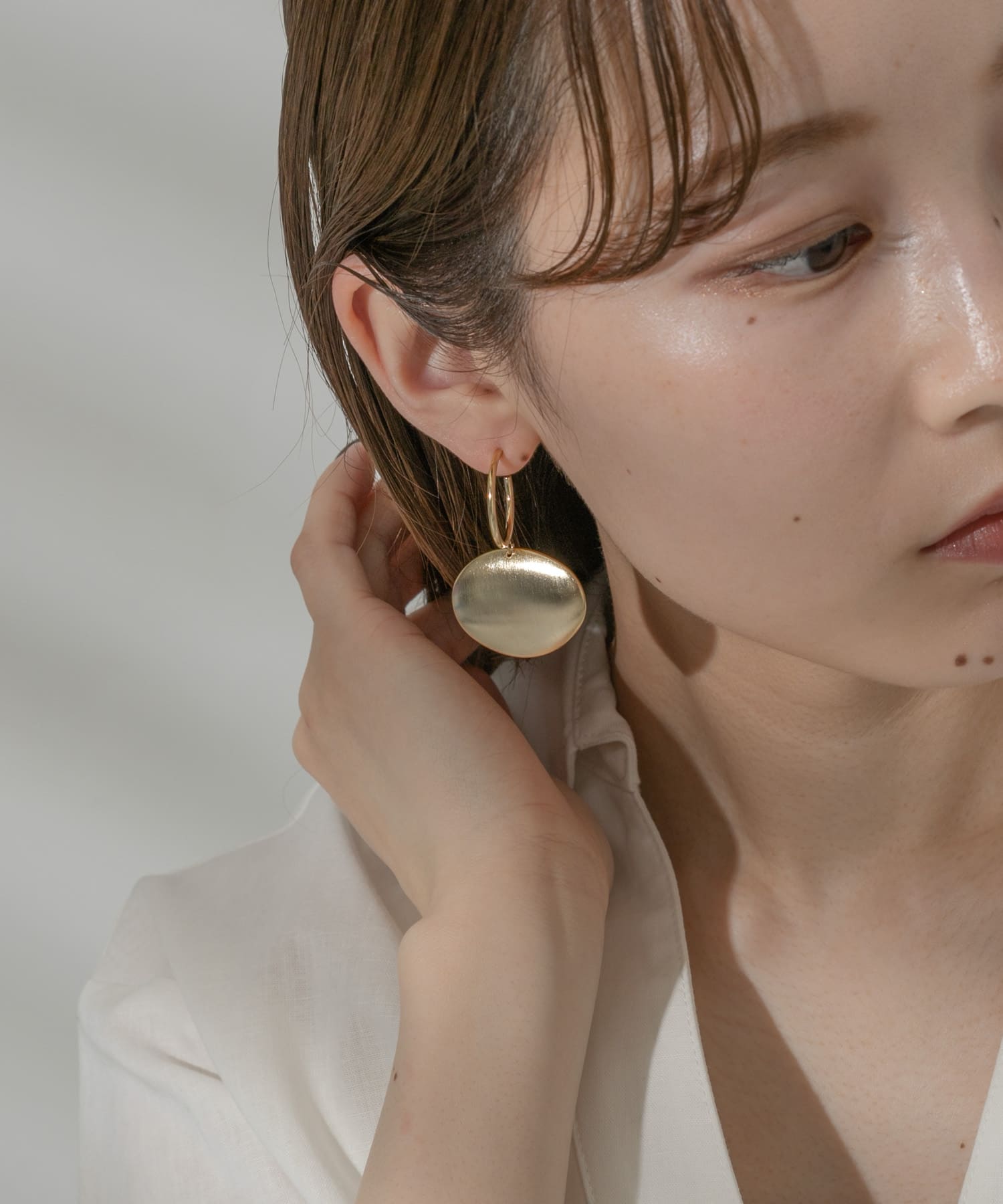 メタルビッグオーバルピアス GLD -