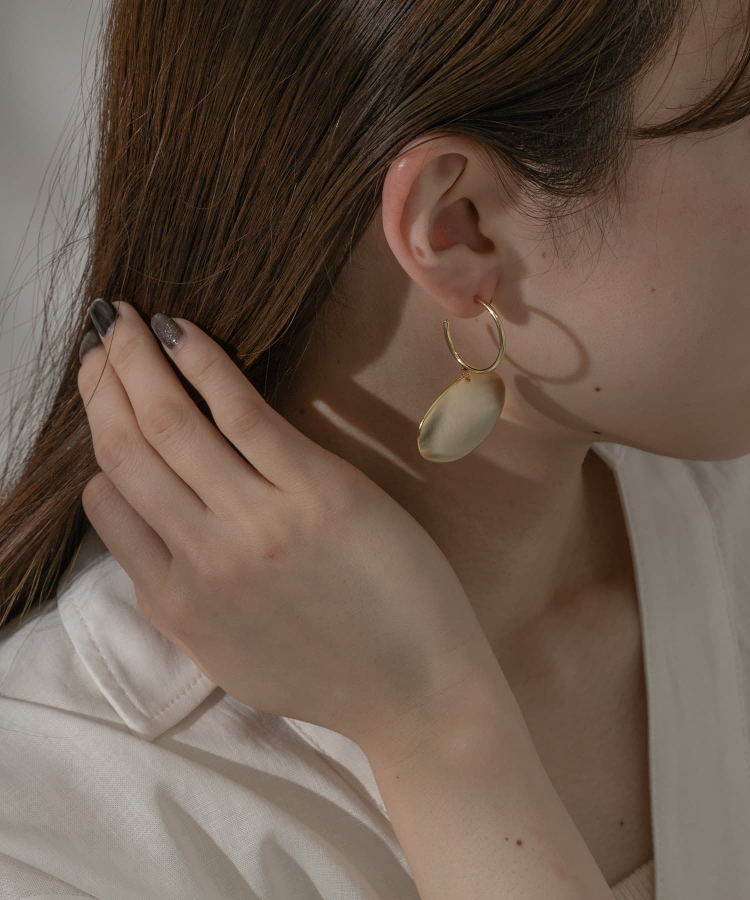 メタルビッグオーバルピアス GLD -