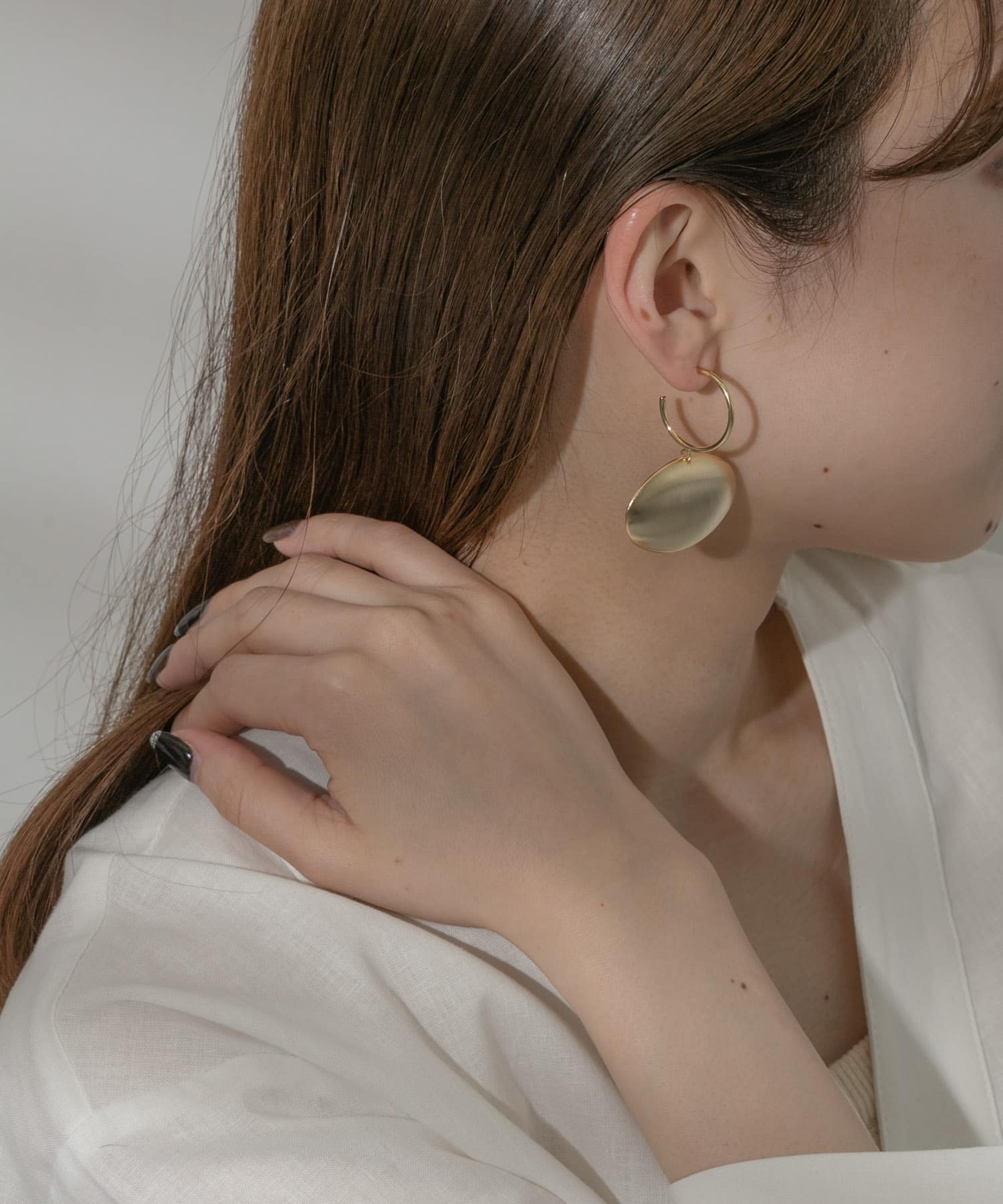 メタルビッグオーバルピアス GLD -