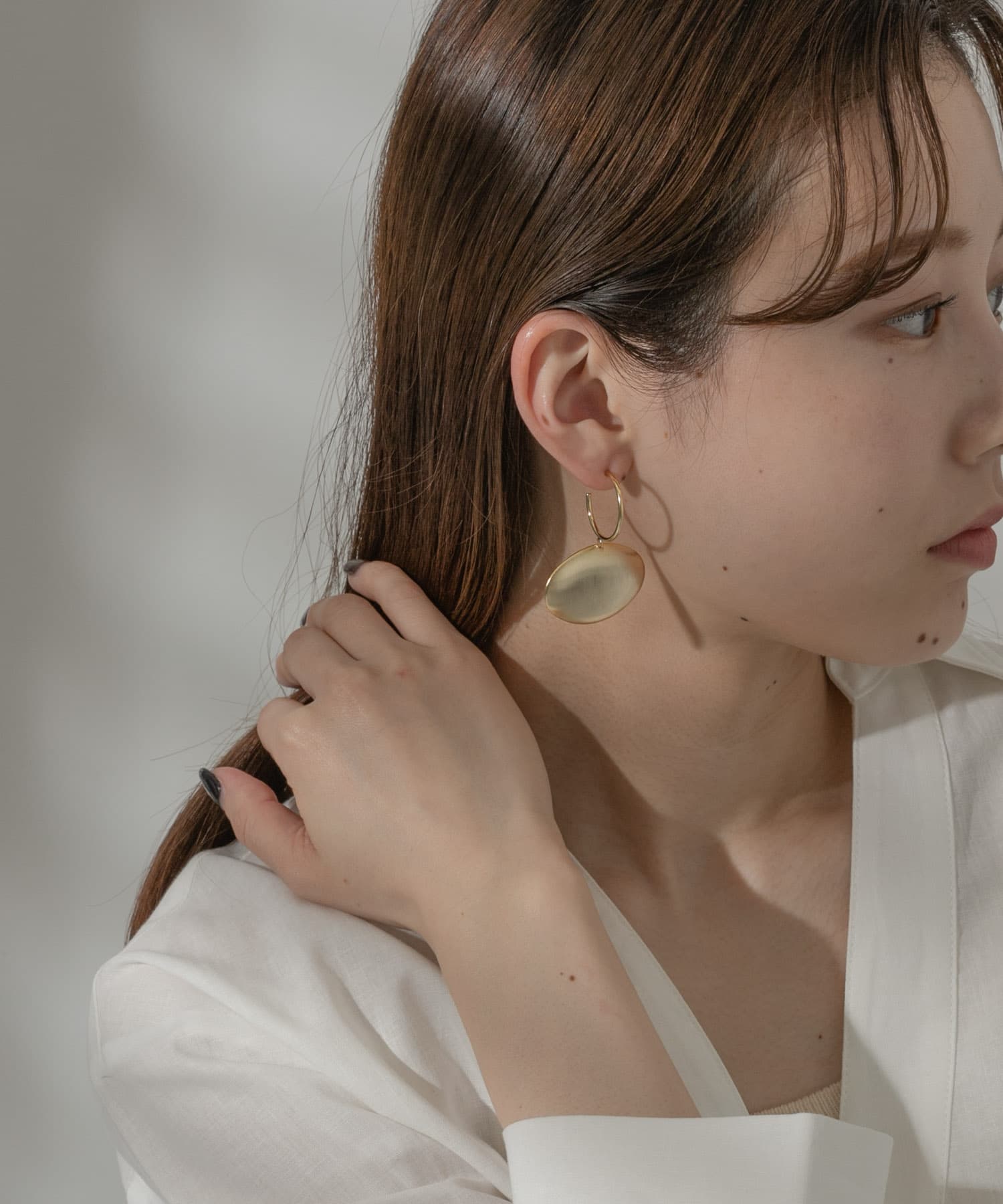 メタルビッグオーバルピアス GLD -