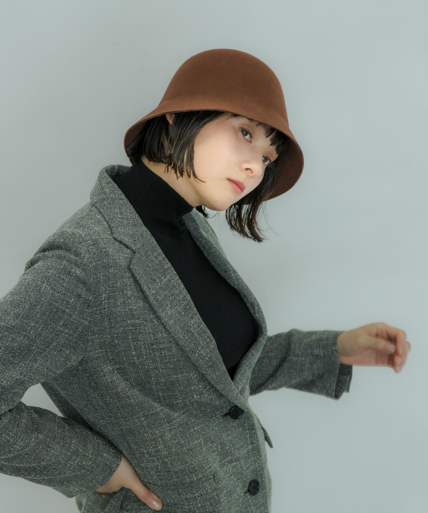 ウールチューリップハット BRN -