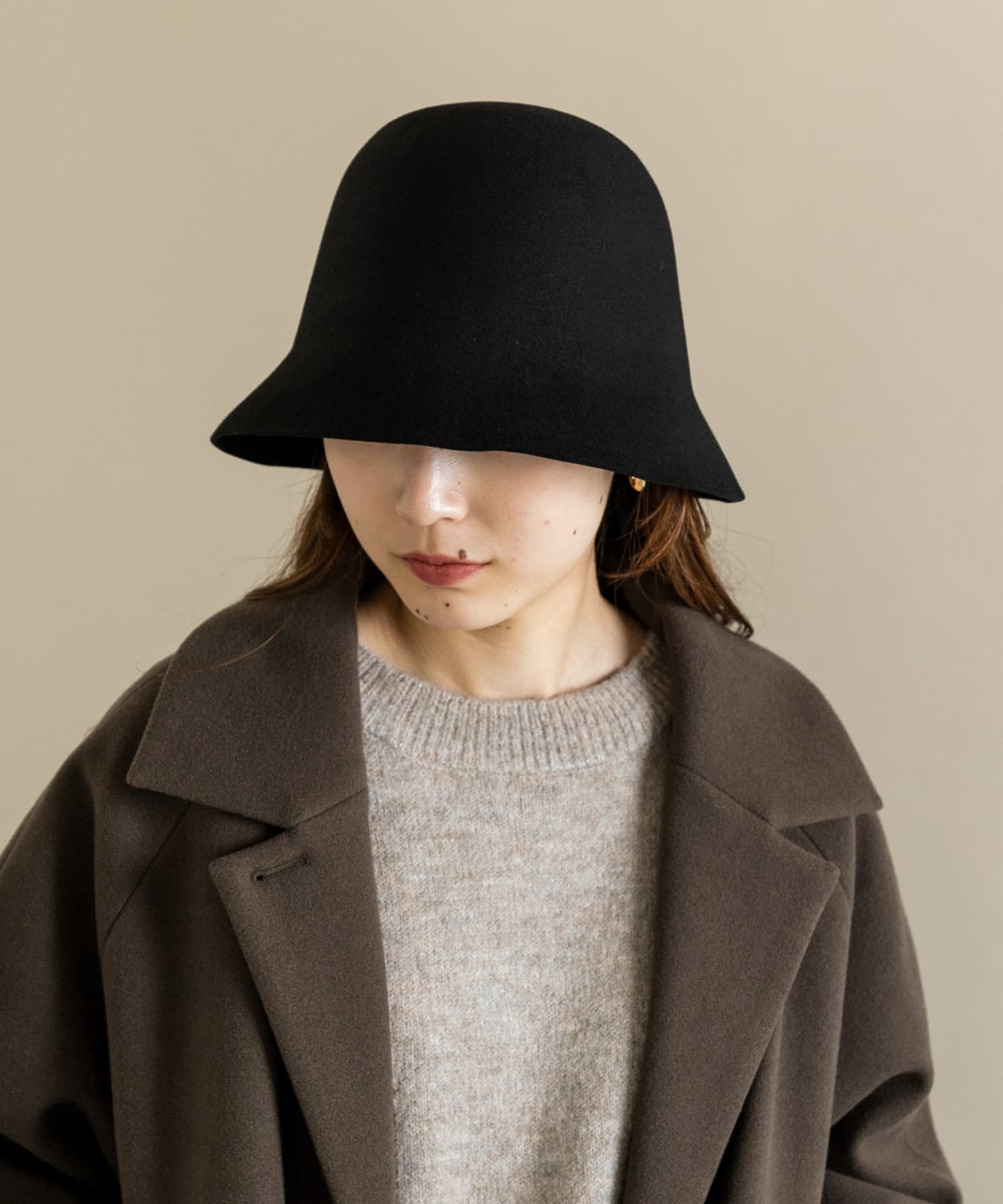 ウールチューリップハット BLK -