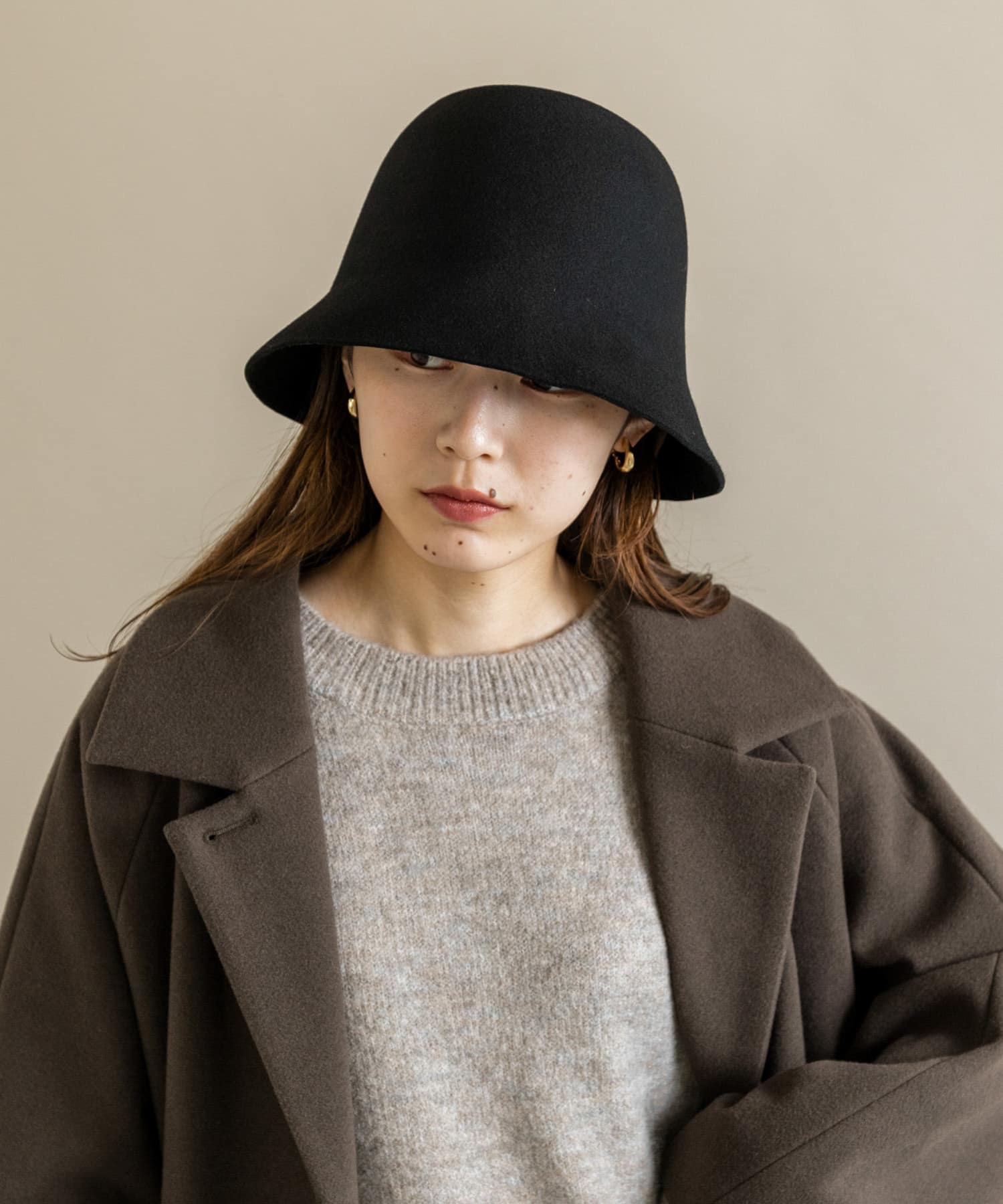 ウールチューリップハット BLK -