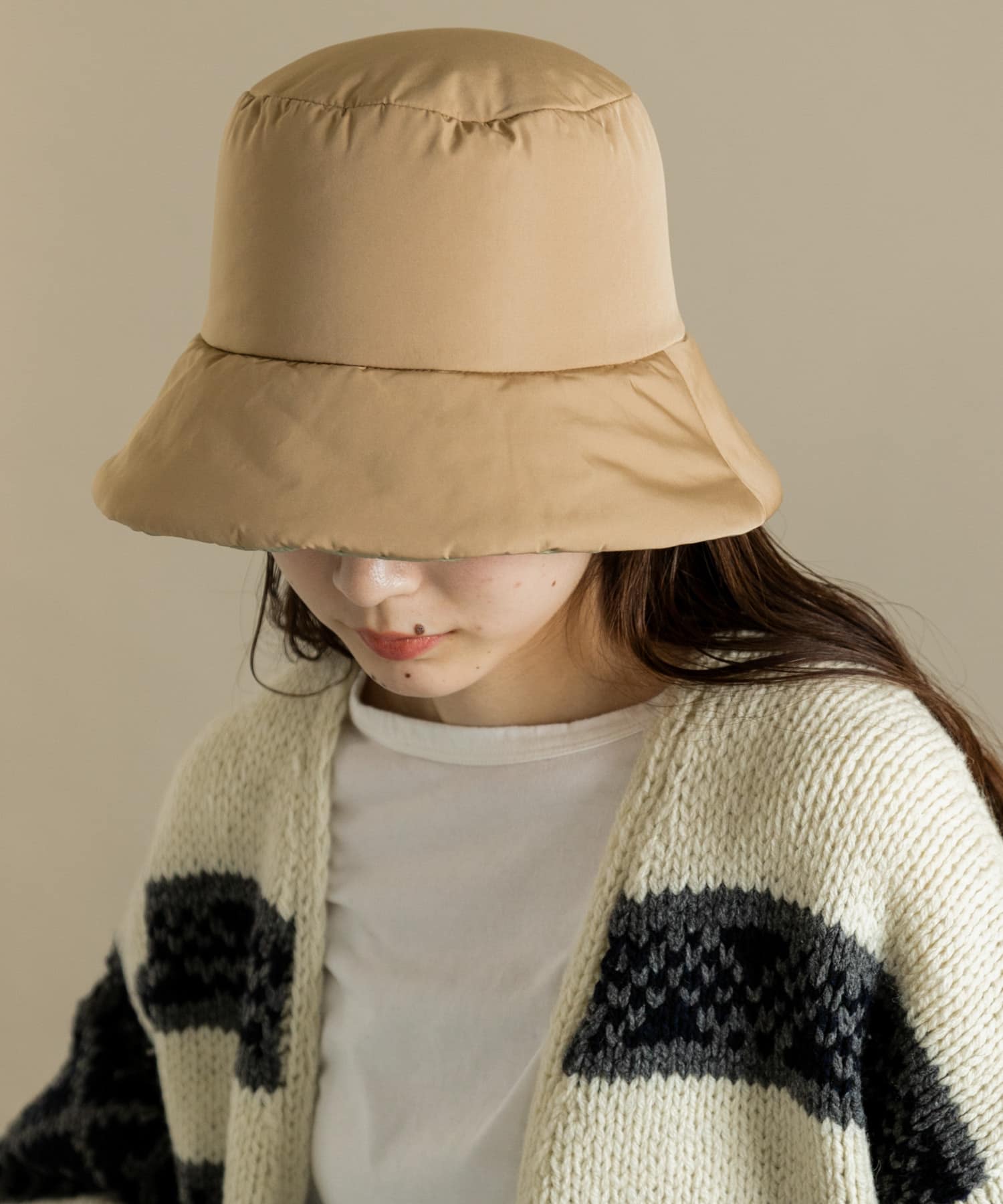 リバーシブルバケットハット BEG/KHK -