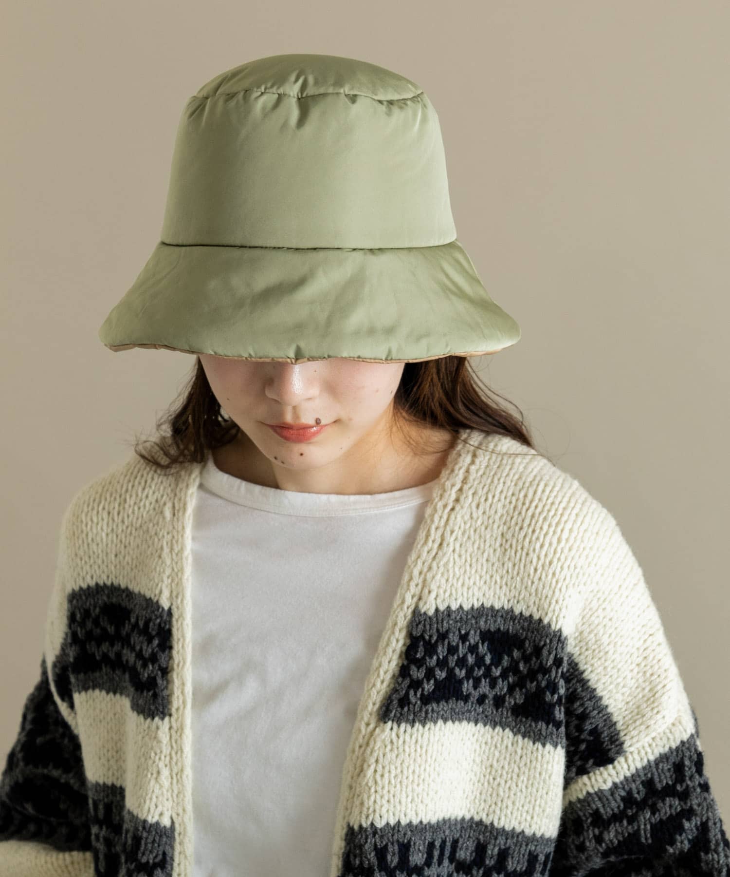 リバーシブルバケットハット BEG/KHK -