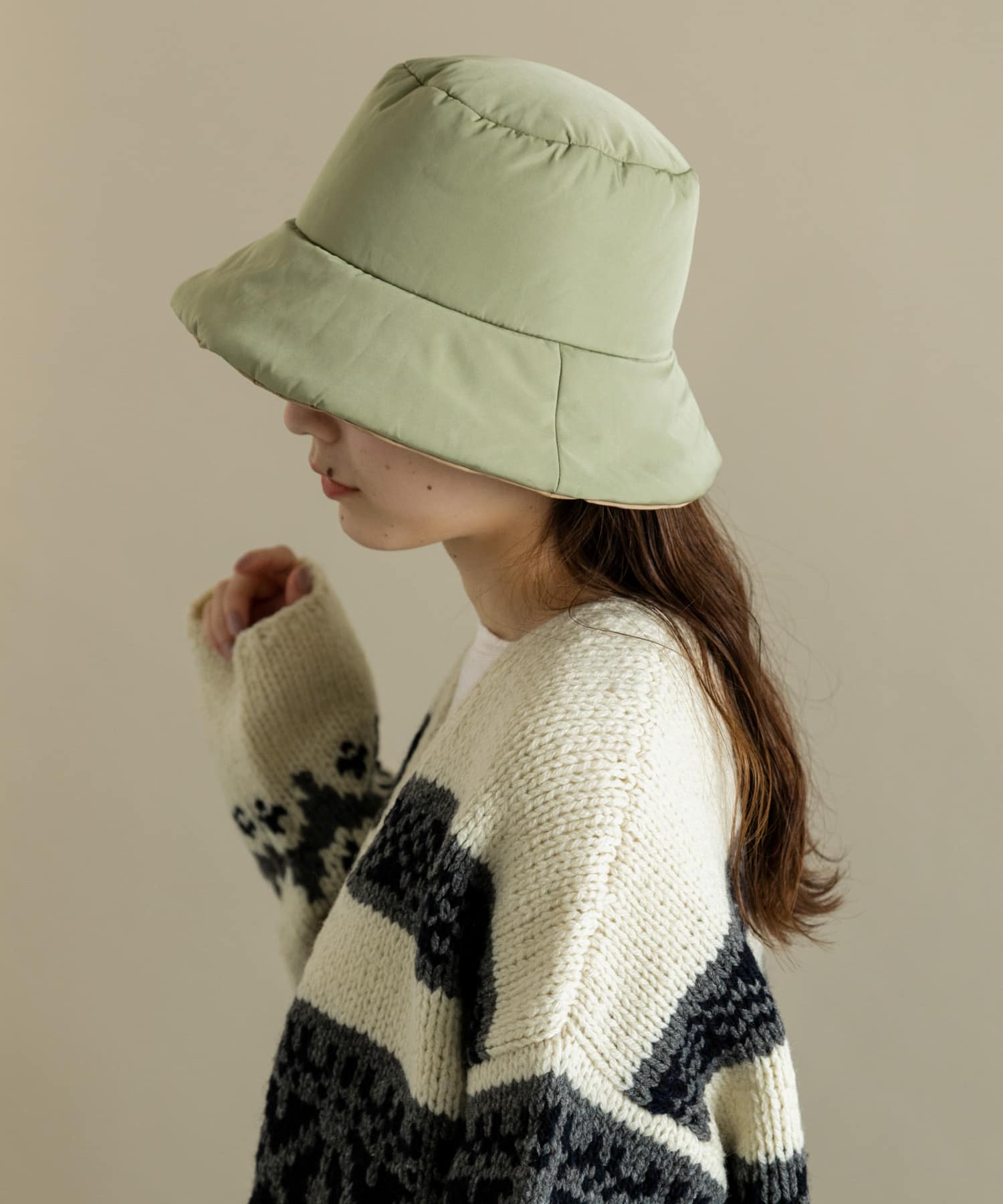 リバーシブルバケットハット BEG/KHK -