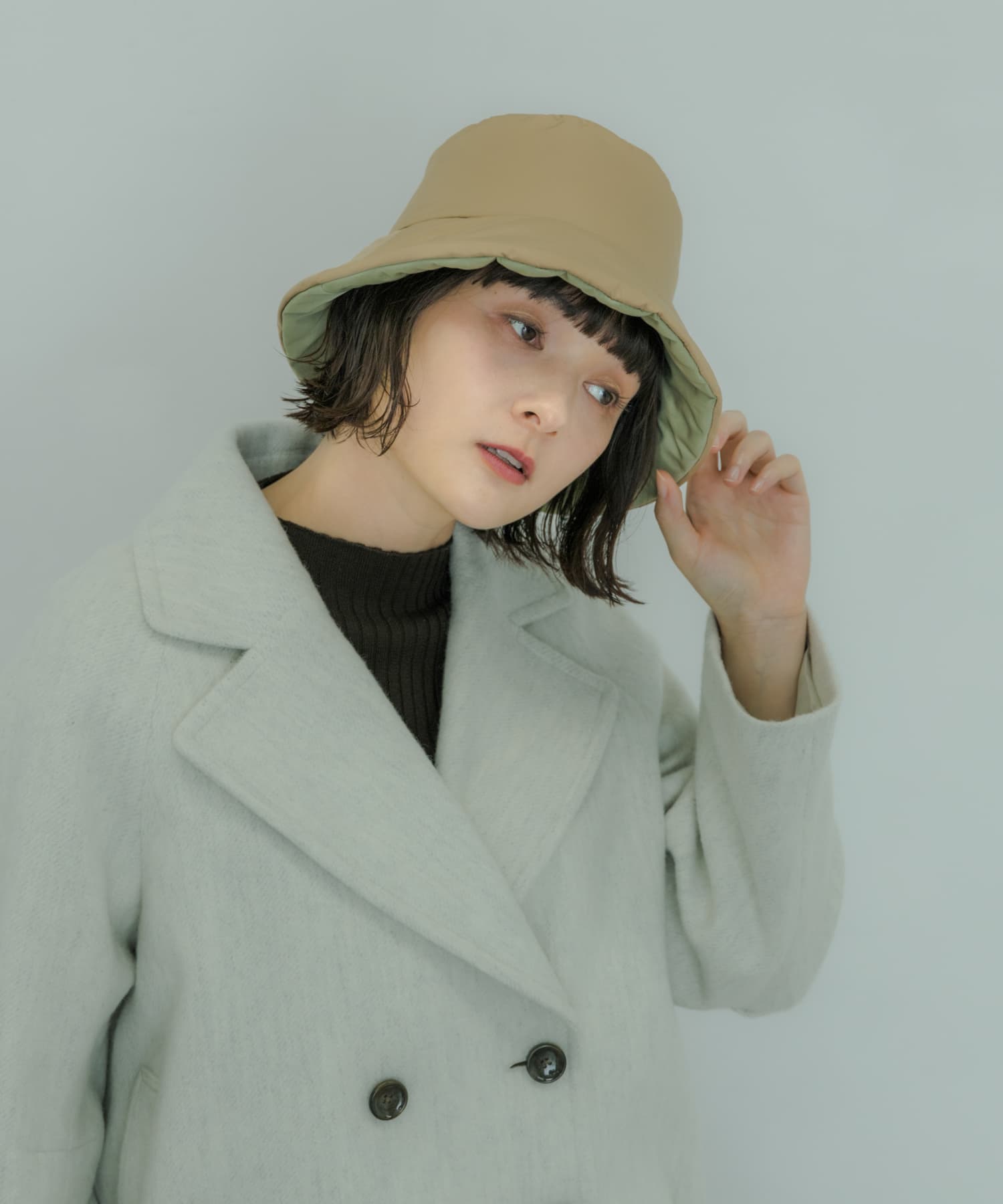 リバーシブルバケットハット BEG/KHK -