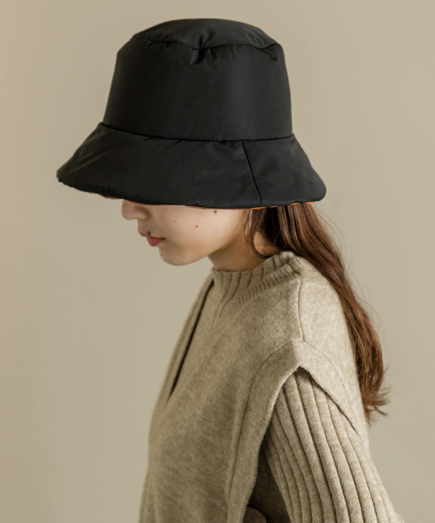 リバーシブルバケットハット BLK/BRN -