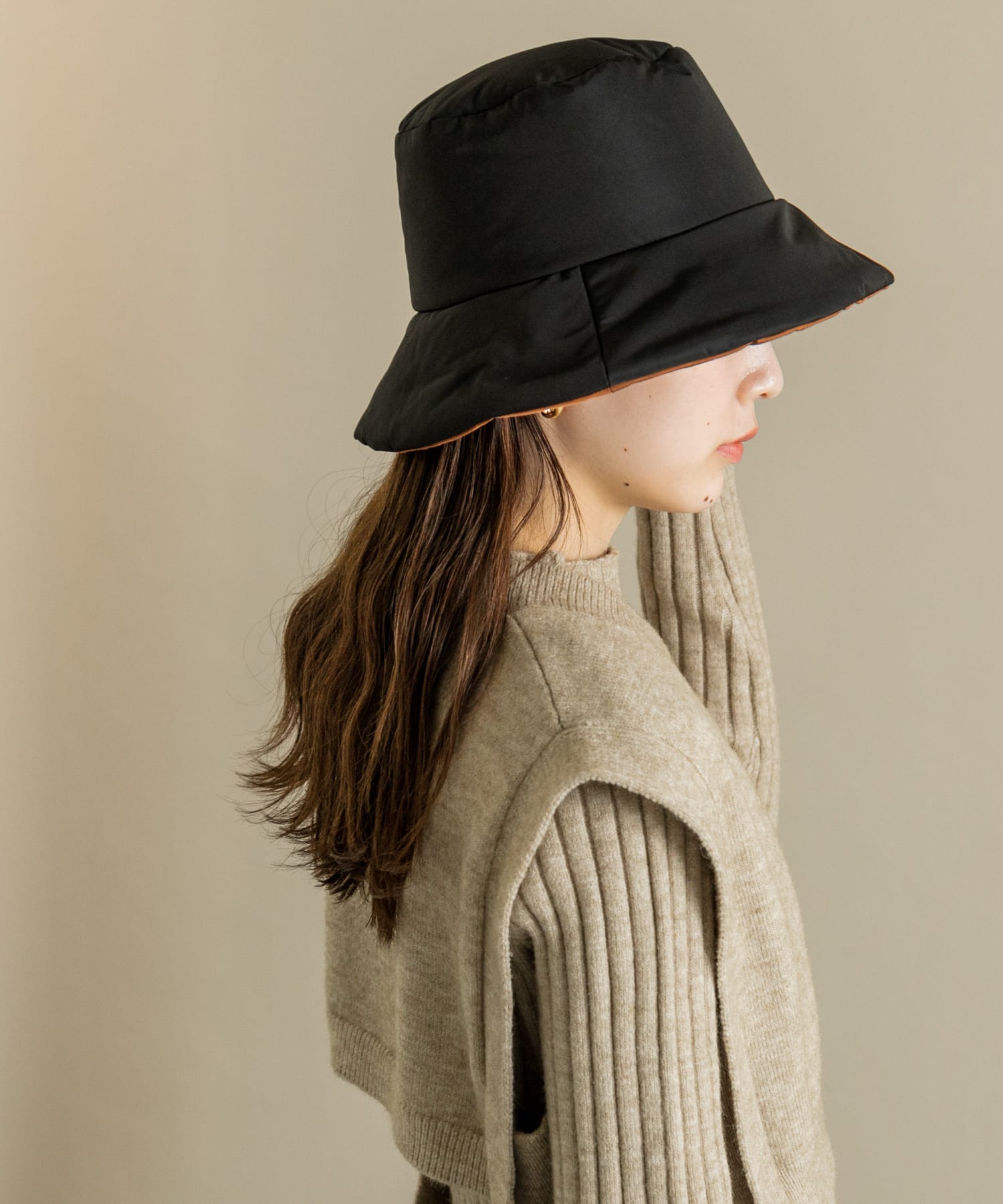 リバーシブルバケットハット BLK/BRN -