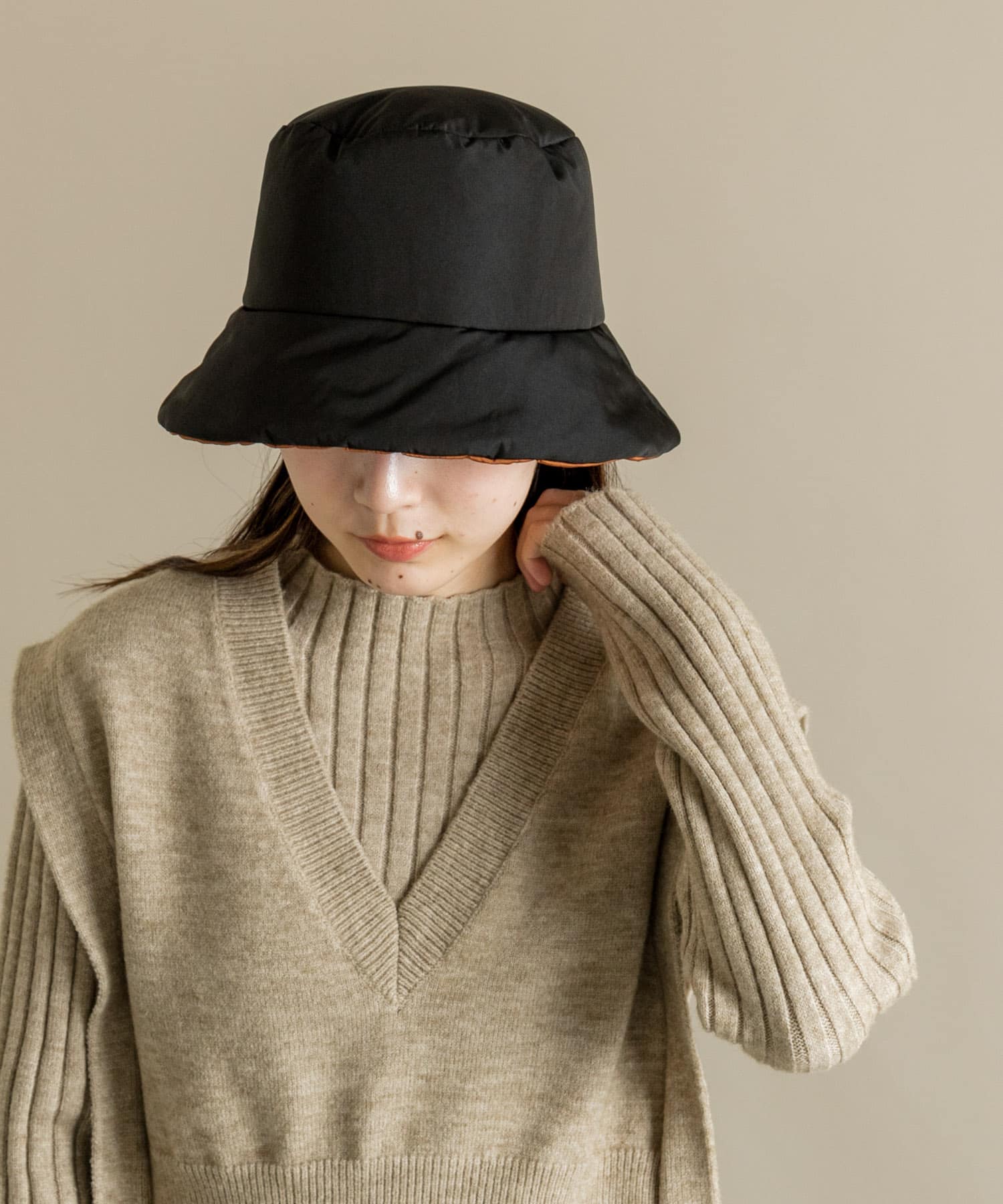 リバーシブルバケットハット BLK/BRN -