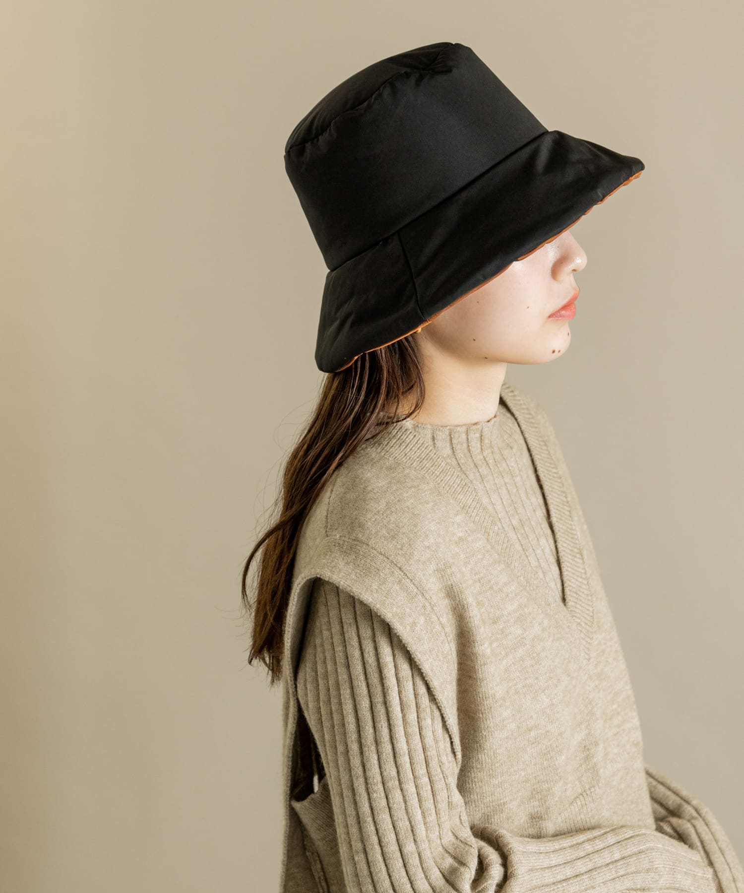 リバーシブルバケットハット BLK/BRN -