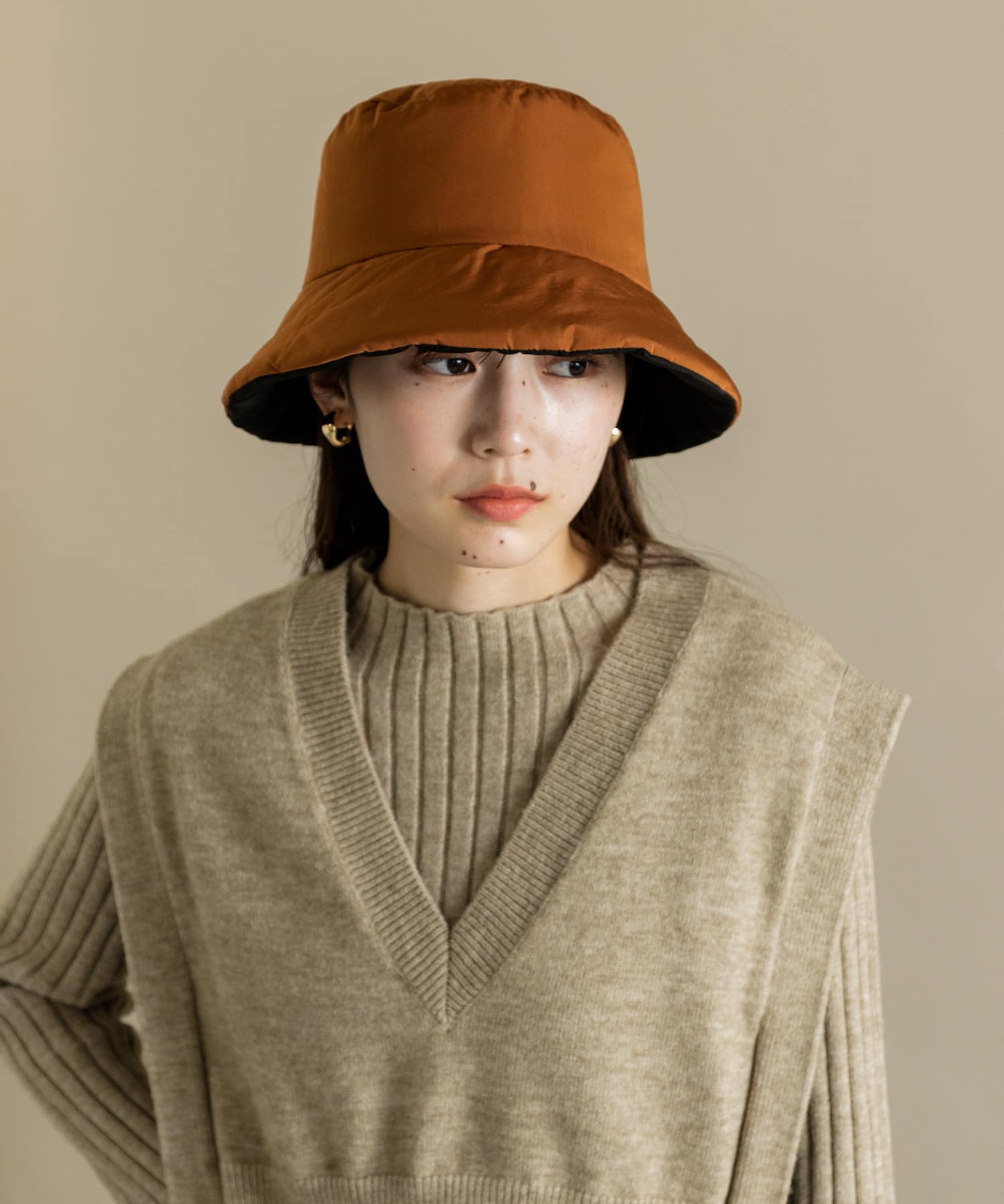 リバーシブルバケットハット BLK/BRN -