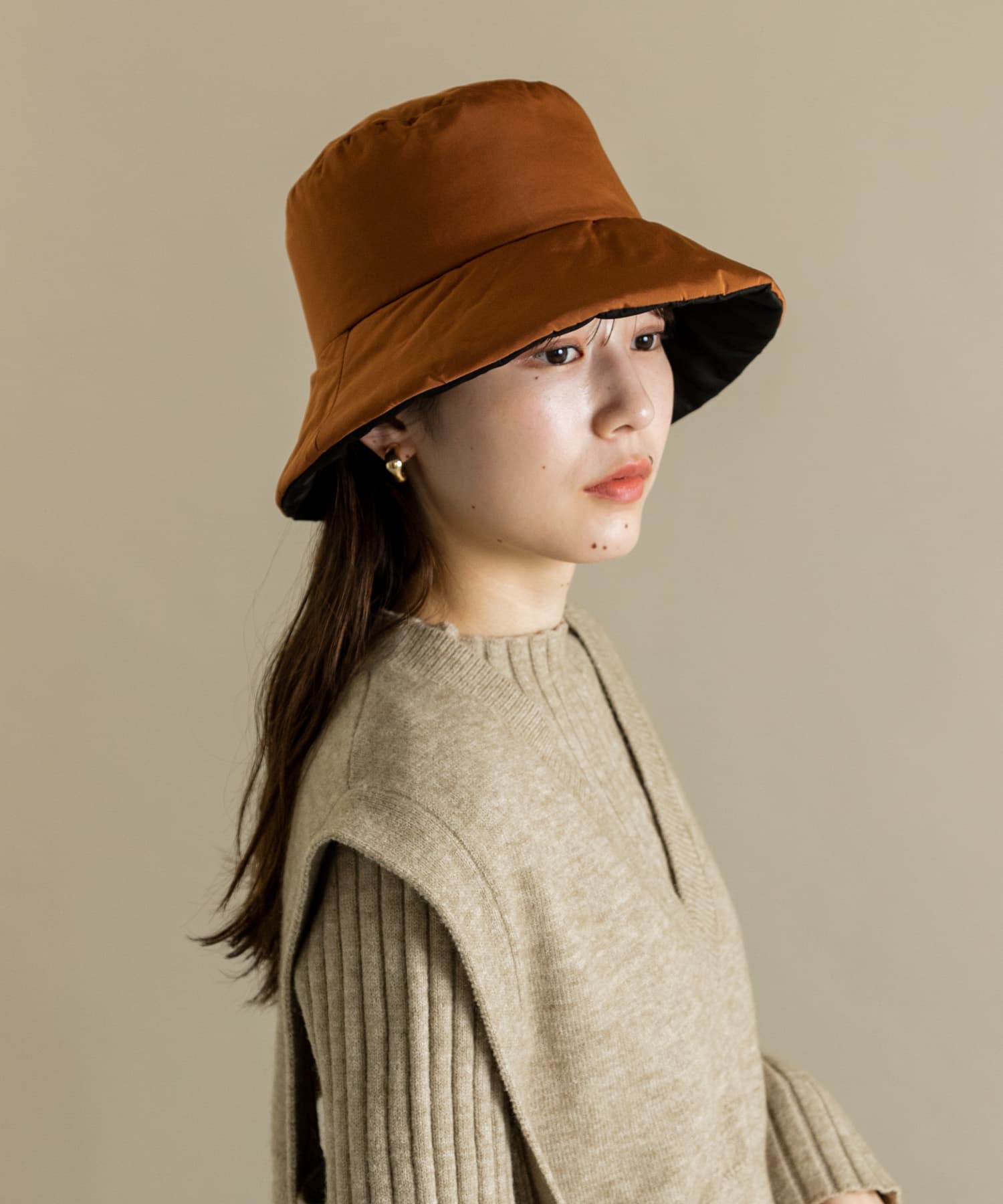 リバーシブルバケットハット BLK/BRN -