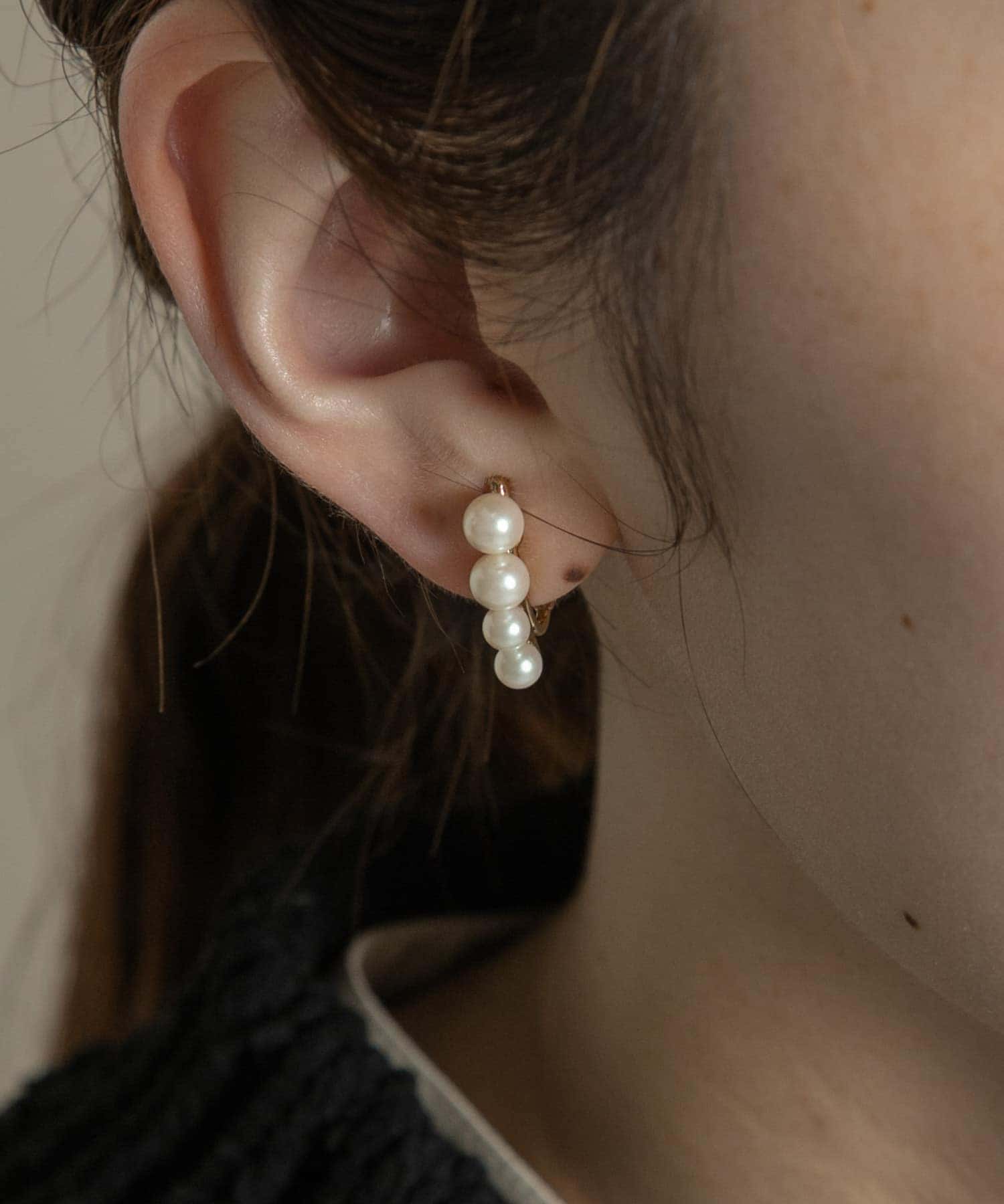 グラデーションパールイヤリング