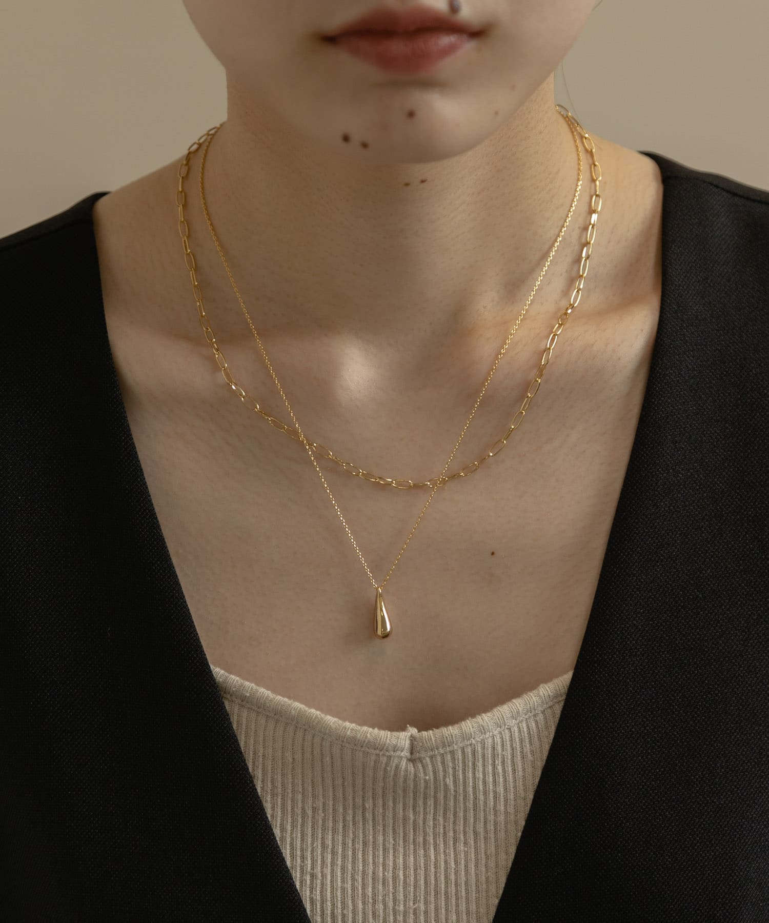 ドロップメタル2レンネックレス GLD -