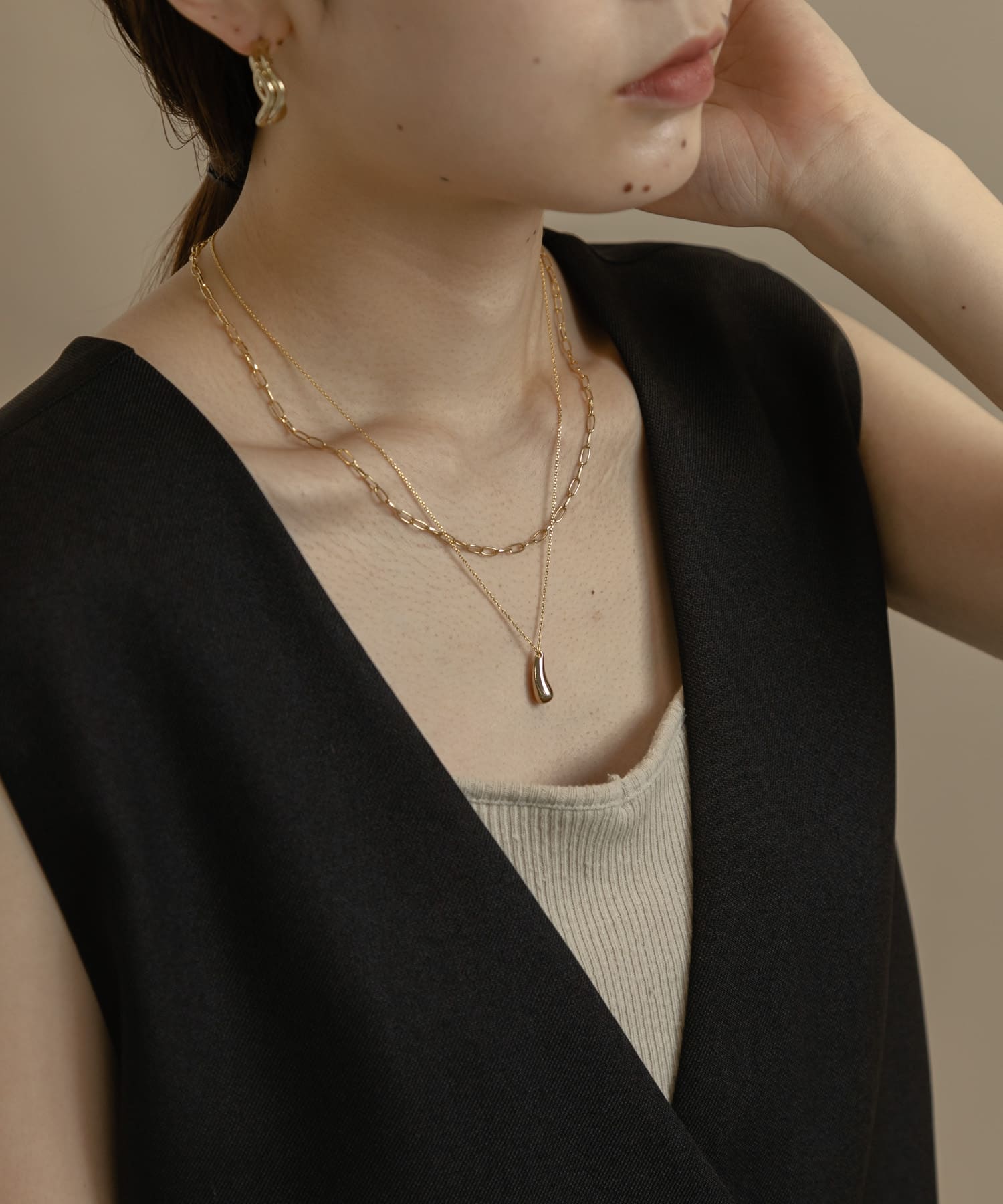 ドロップメタル2レンネックレス GLD -