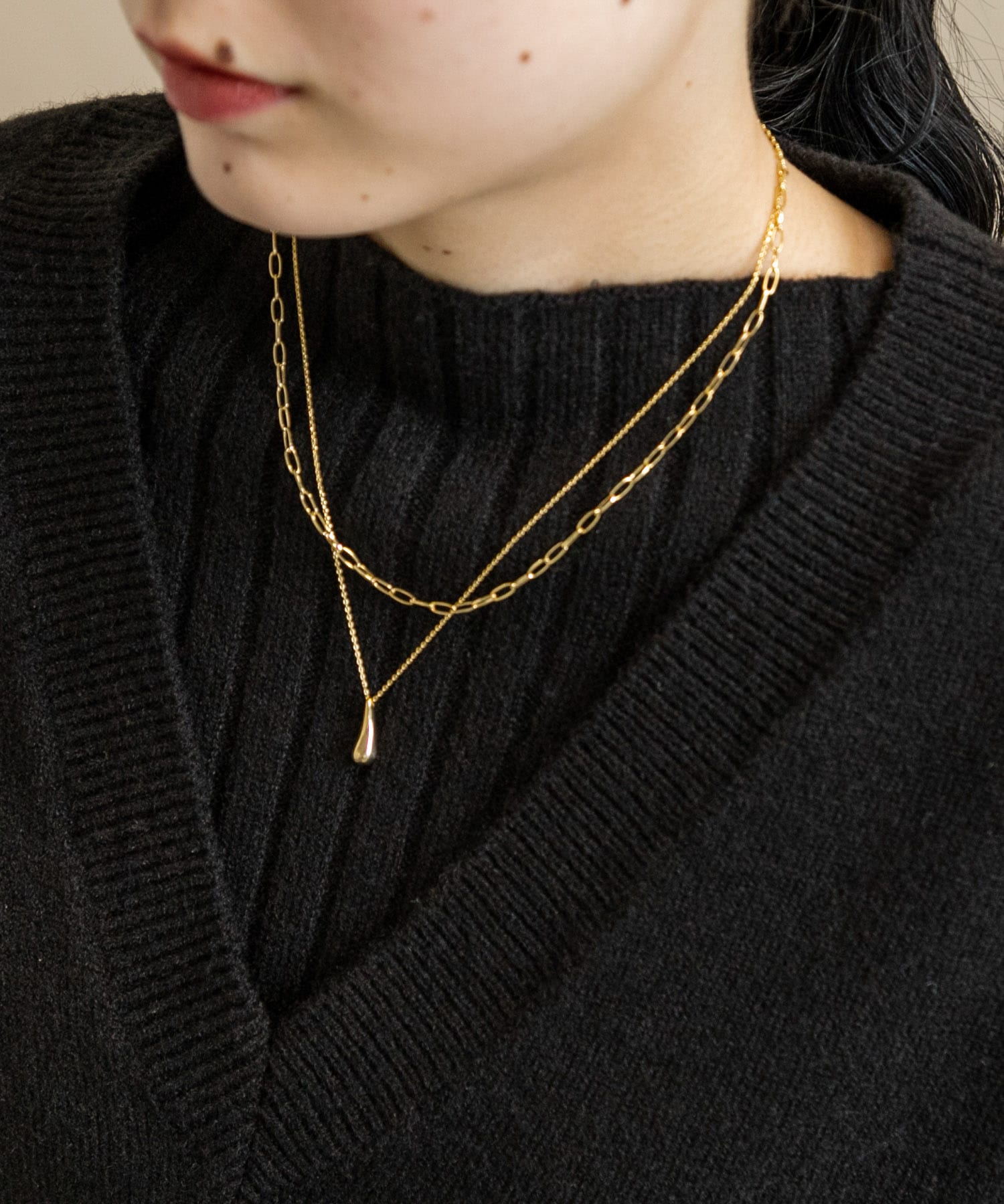 ドロップメタル2レンネックレス GLD -