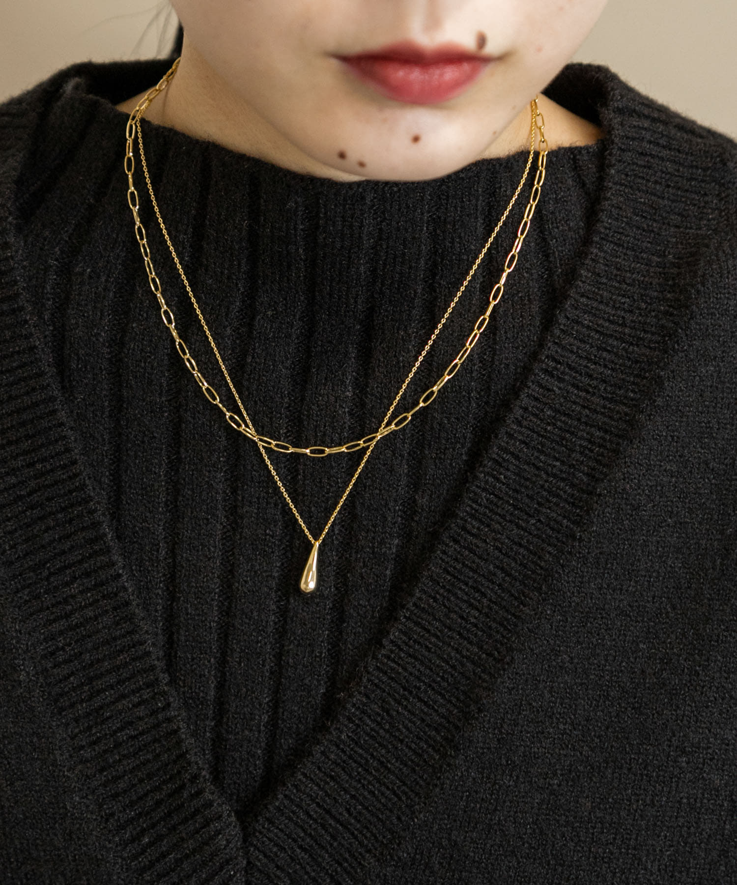 ドロップメタル2レンネックレス GLD -