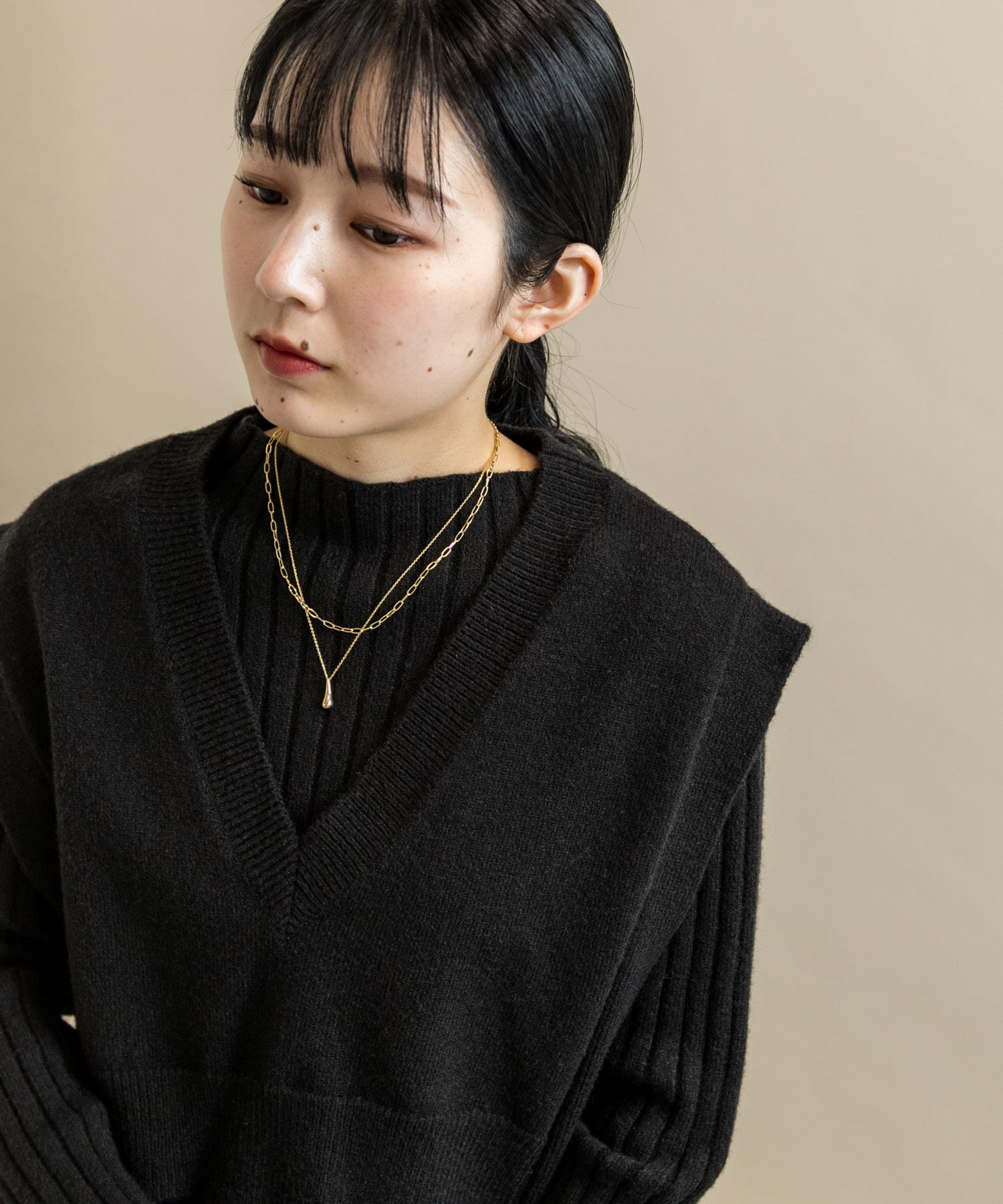 ドロップメタル2レンネックレス GLD -