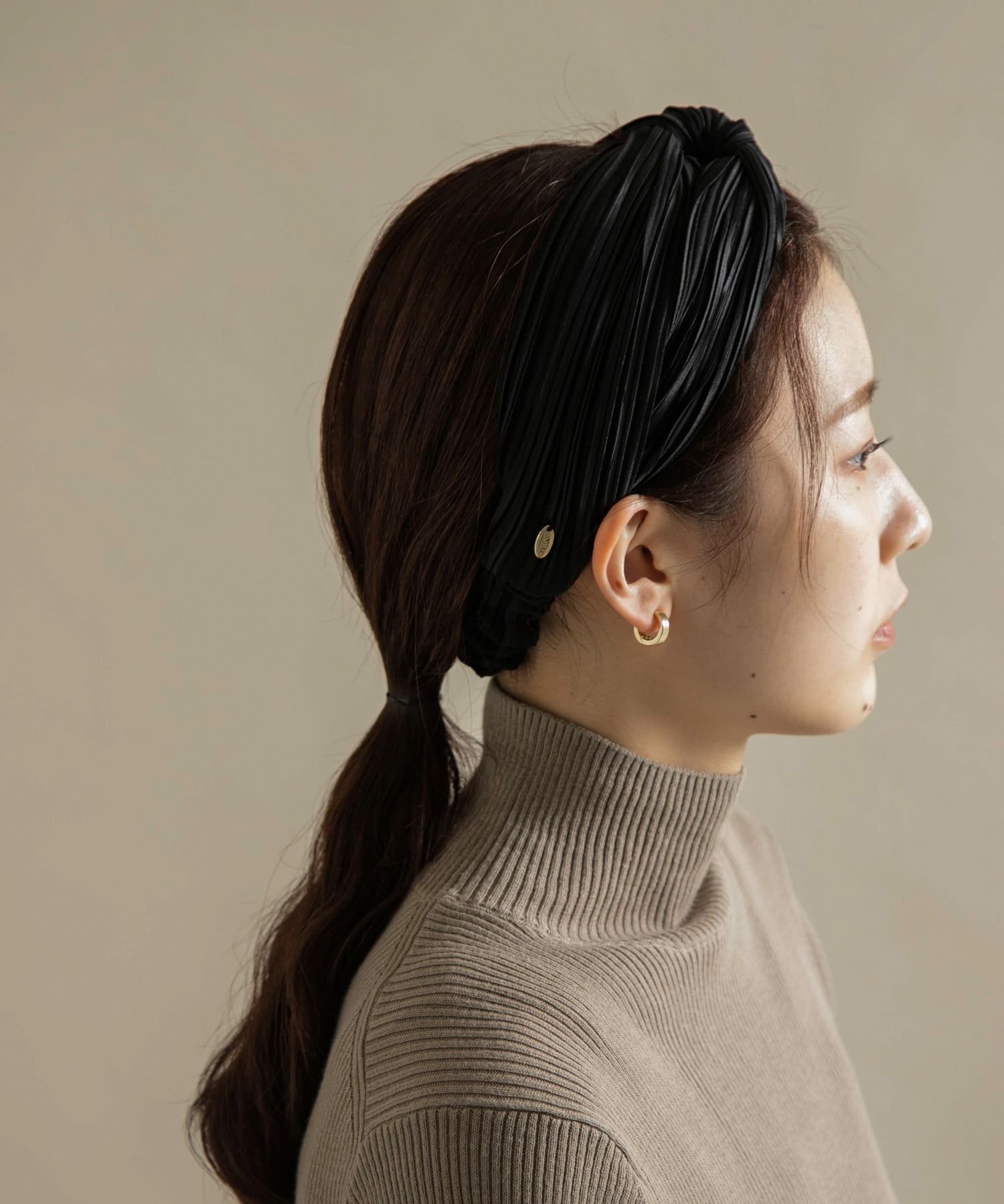プリーツヘアターバン BLK -
