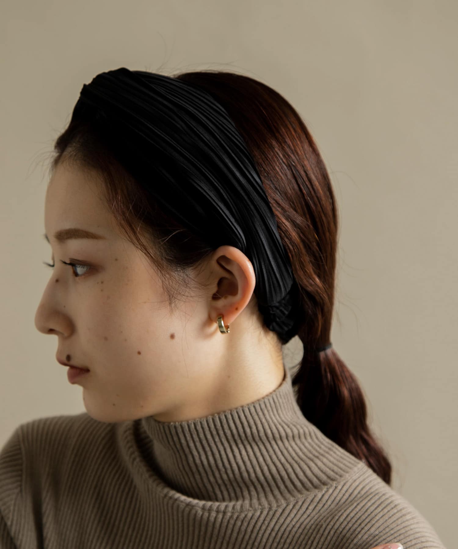 プリーツヘアターバン BLK -