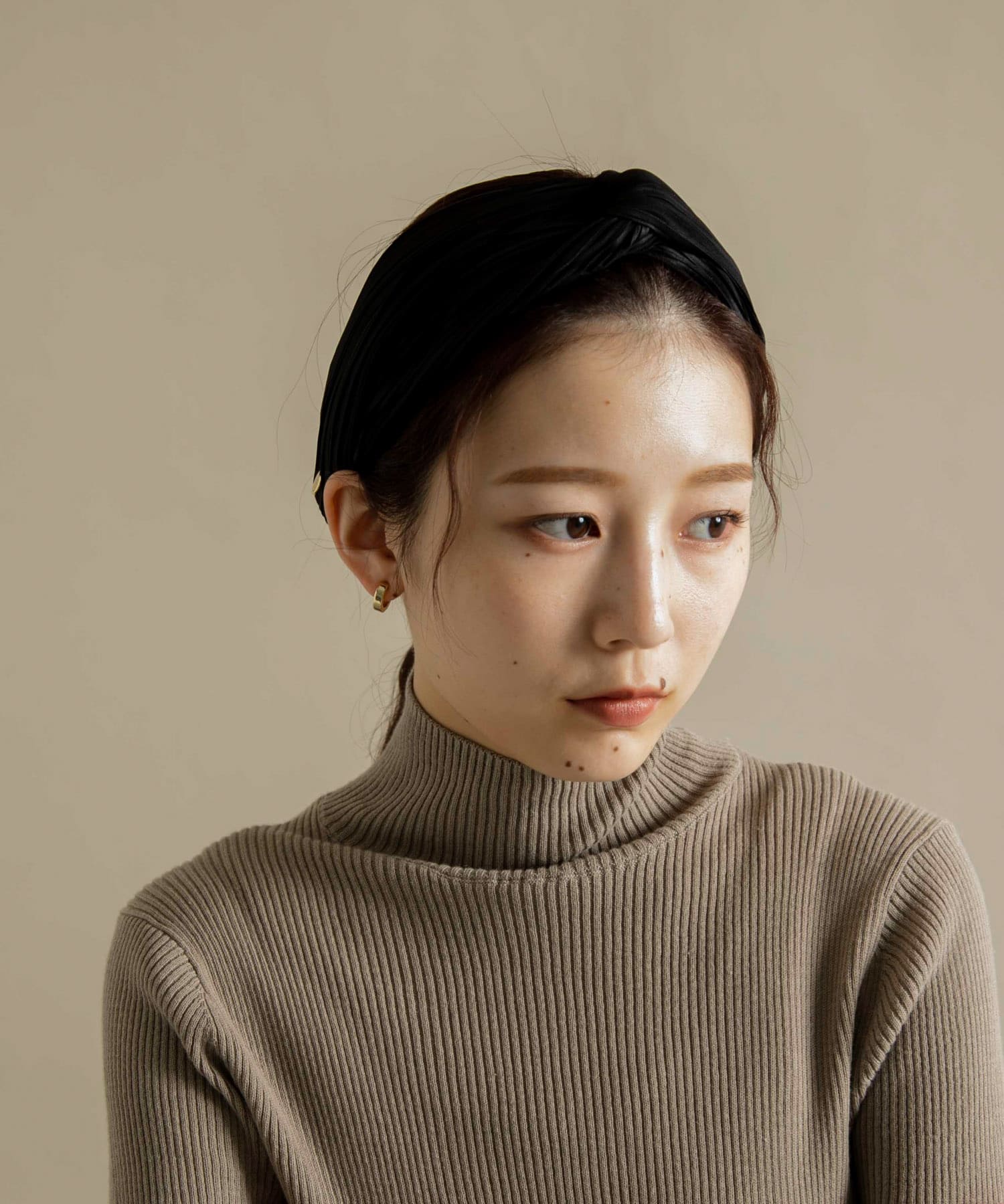 プリーツヘアターバン BLK -