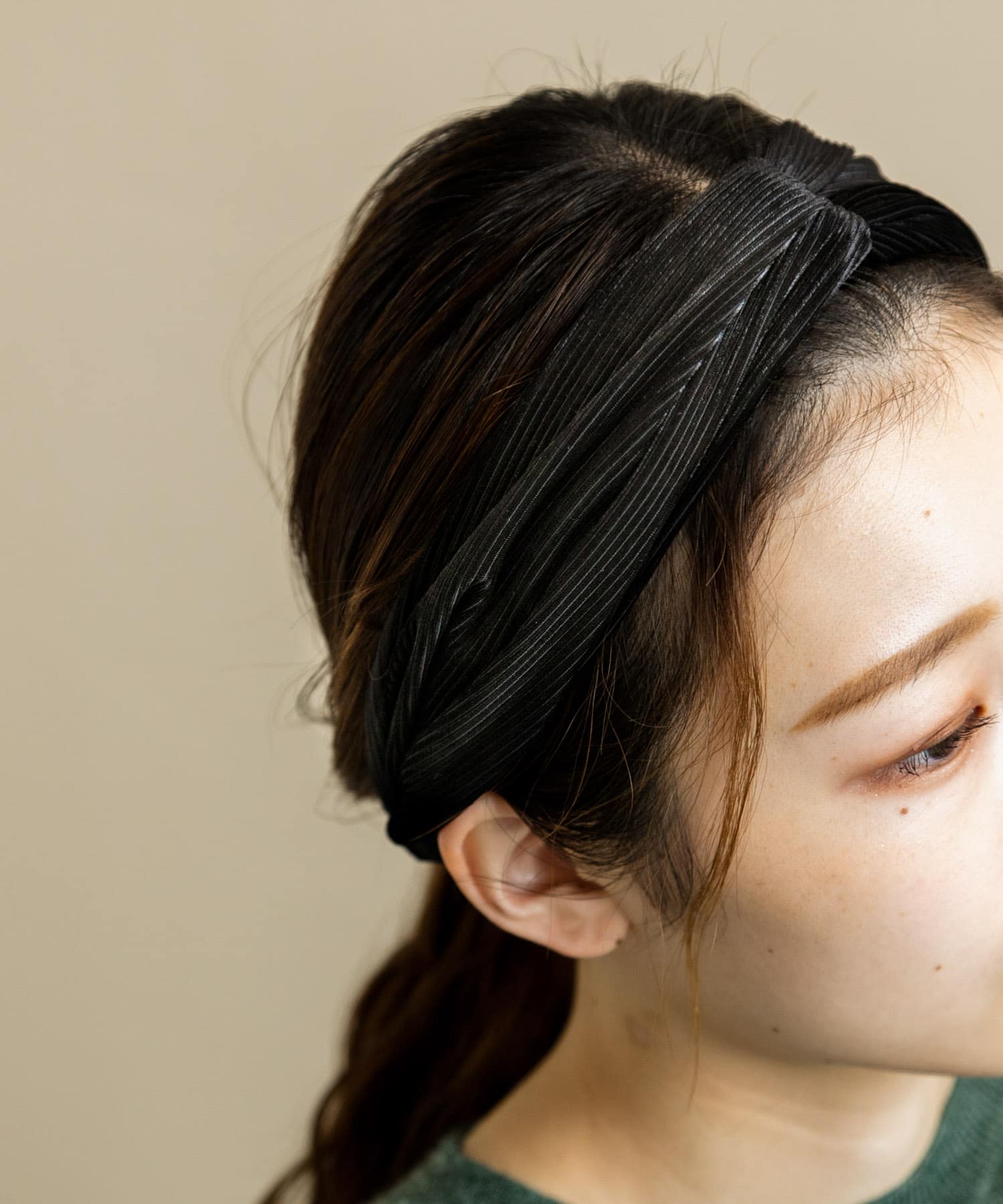 コーデュロイクロスヘアターバン BLK -