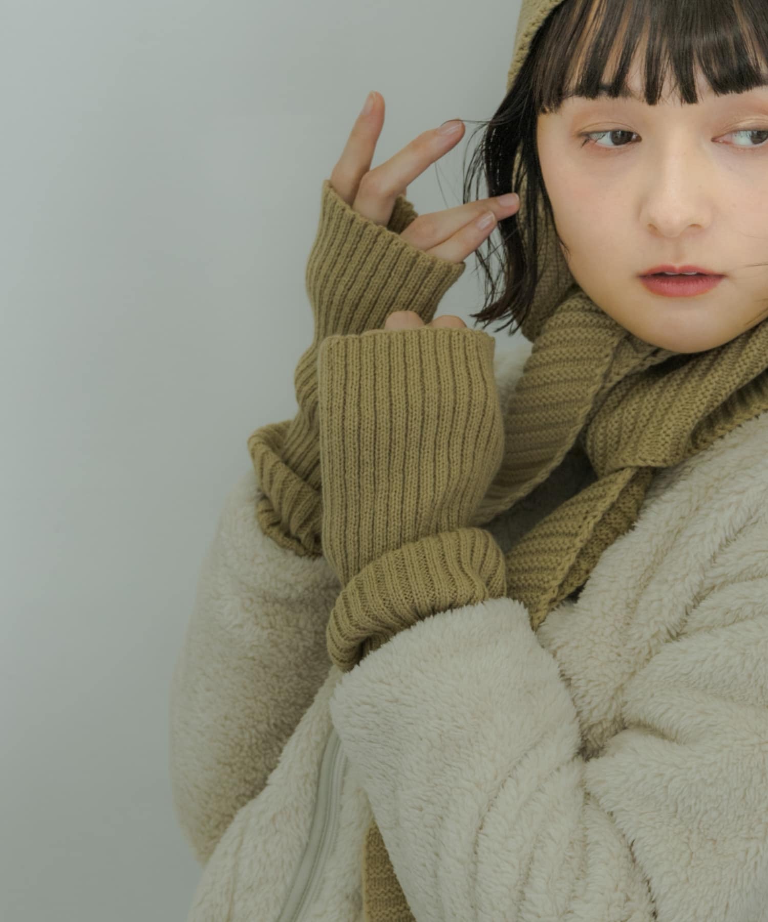 リブアームウォーマー BEG -