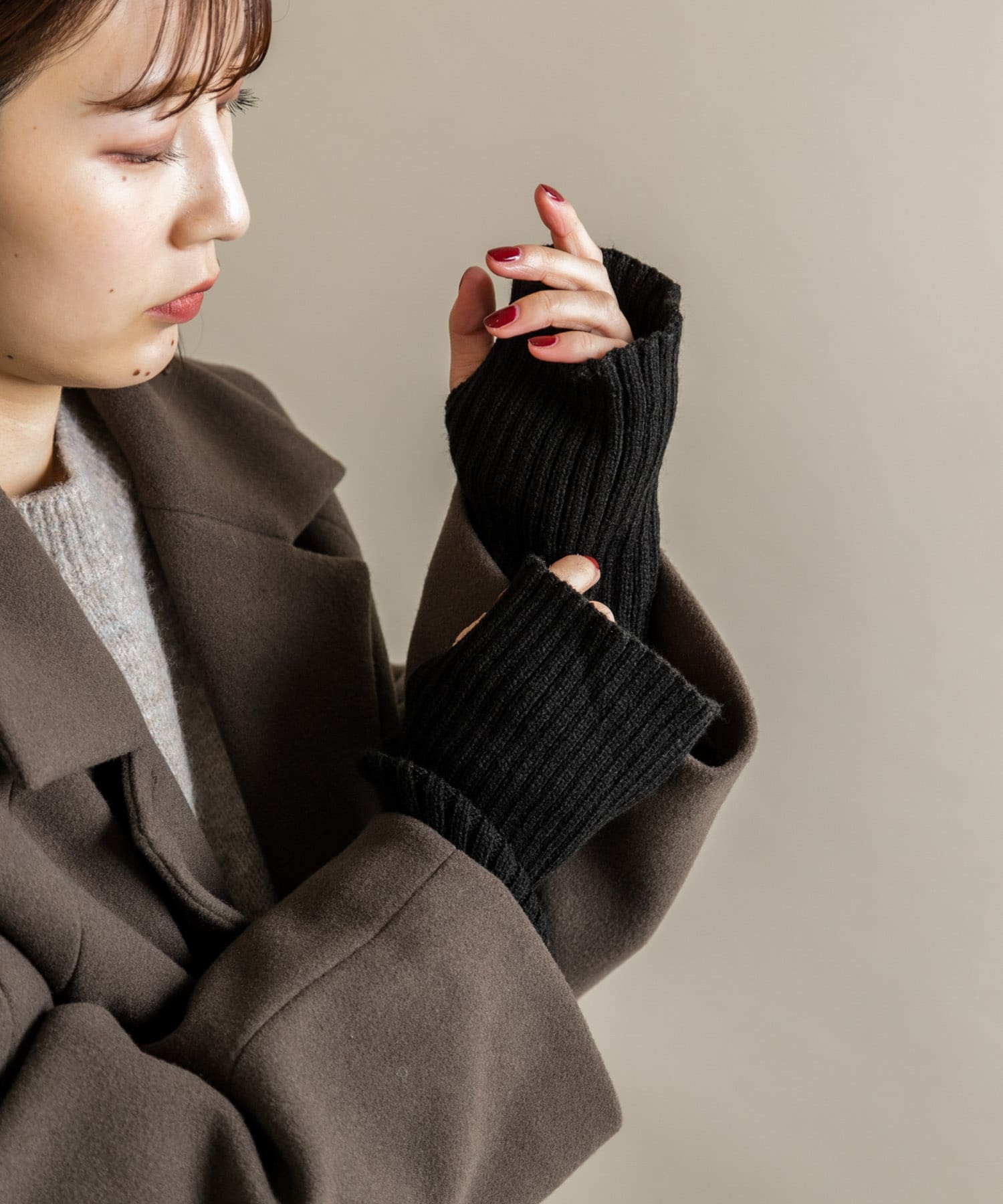 リブアームウォーマー BLK -