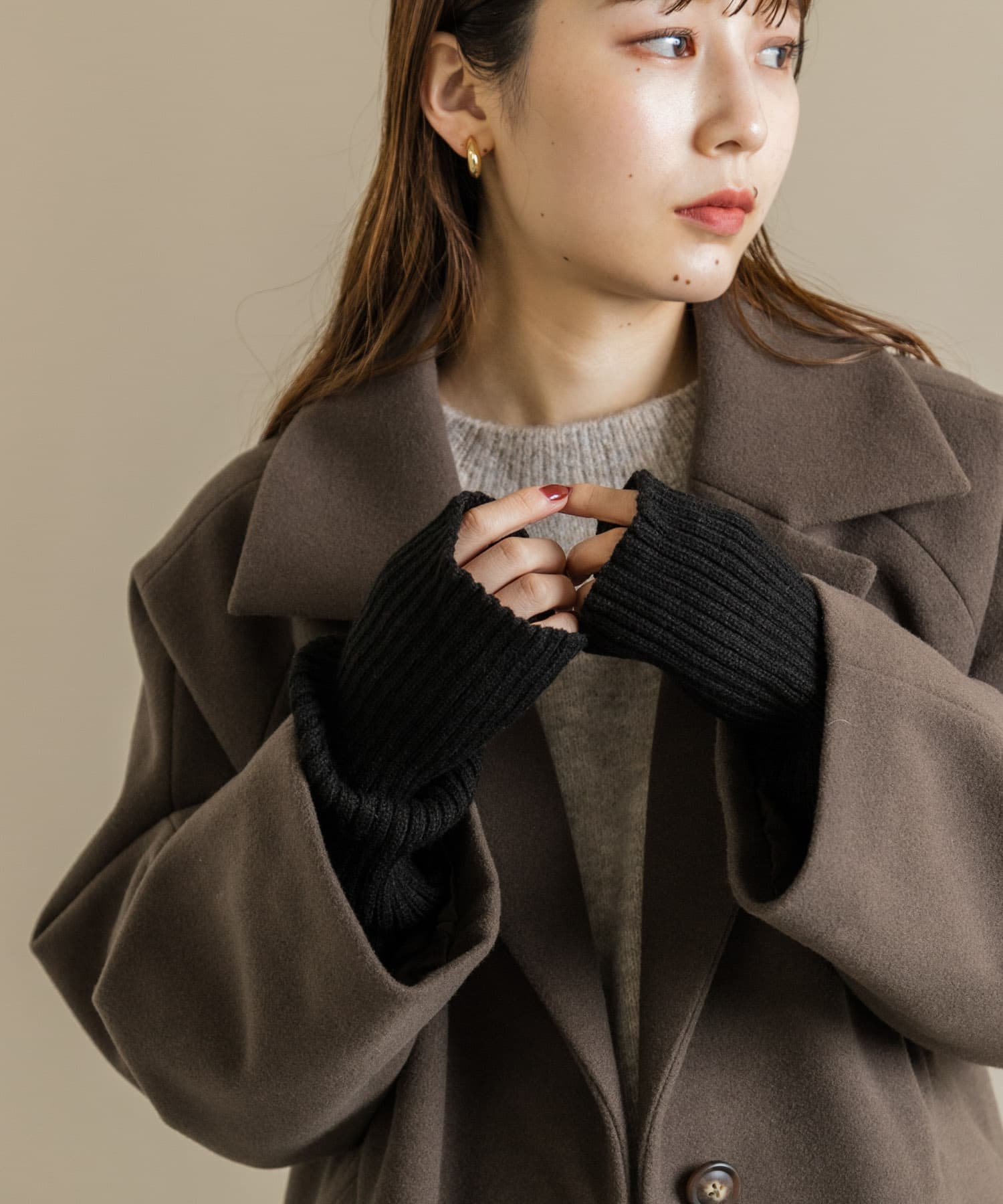 リブアームウォーマー BLK -