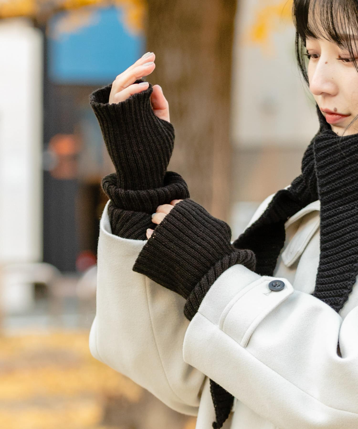 リブアームウォーマー BLK -