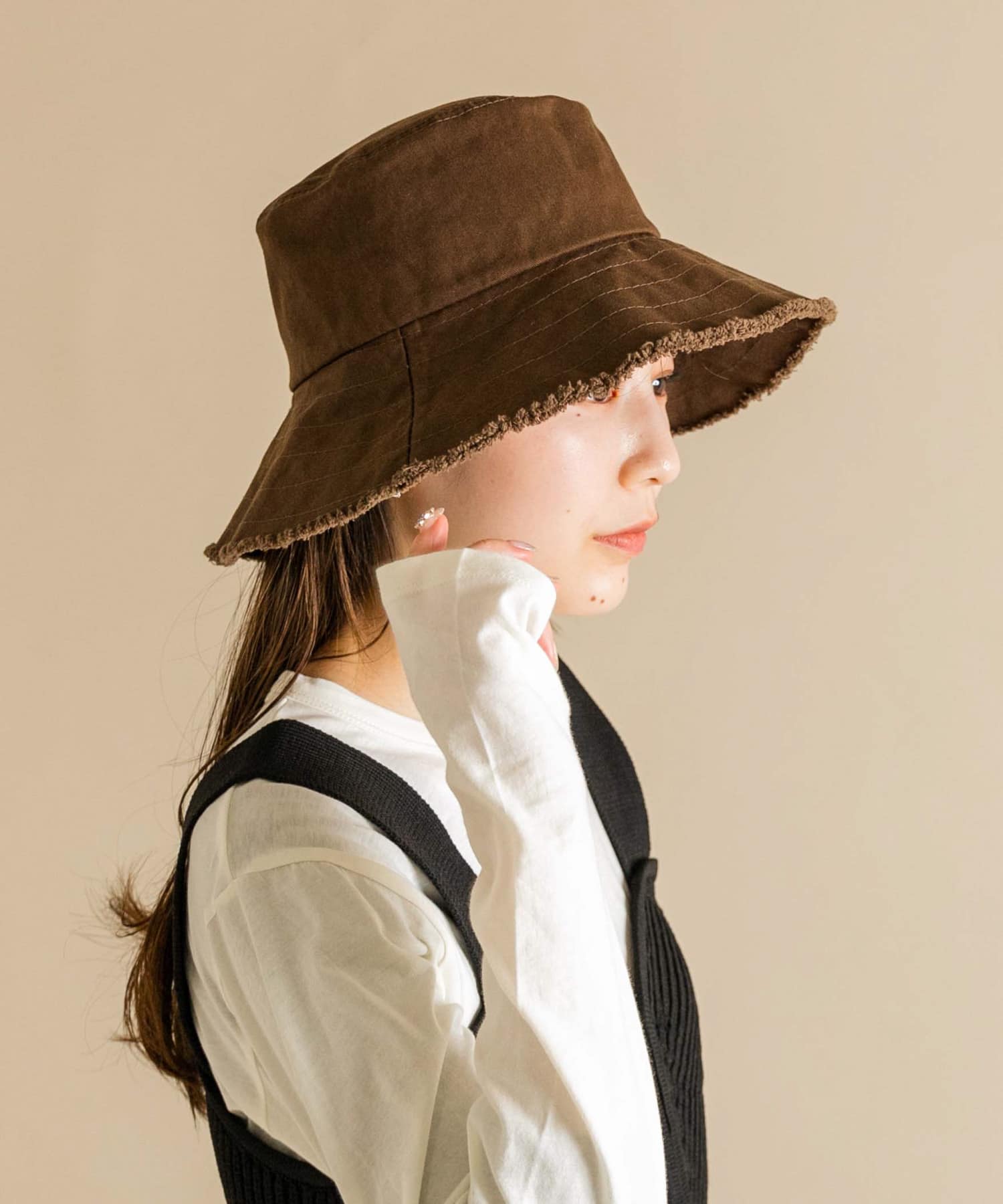 ツイルフリンジバケットハット BRN -