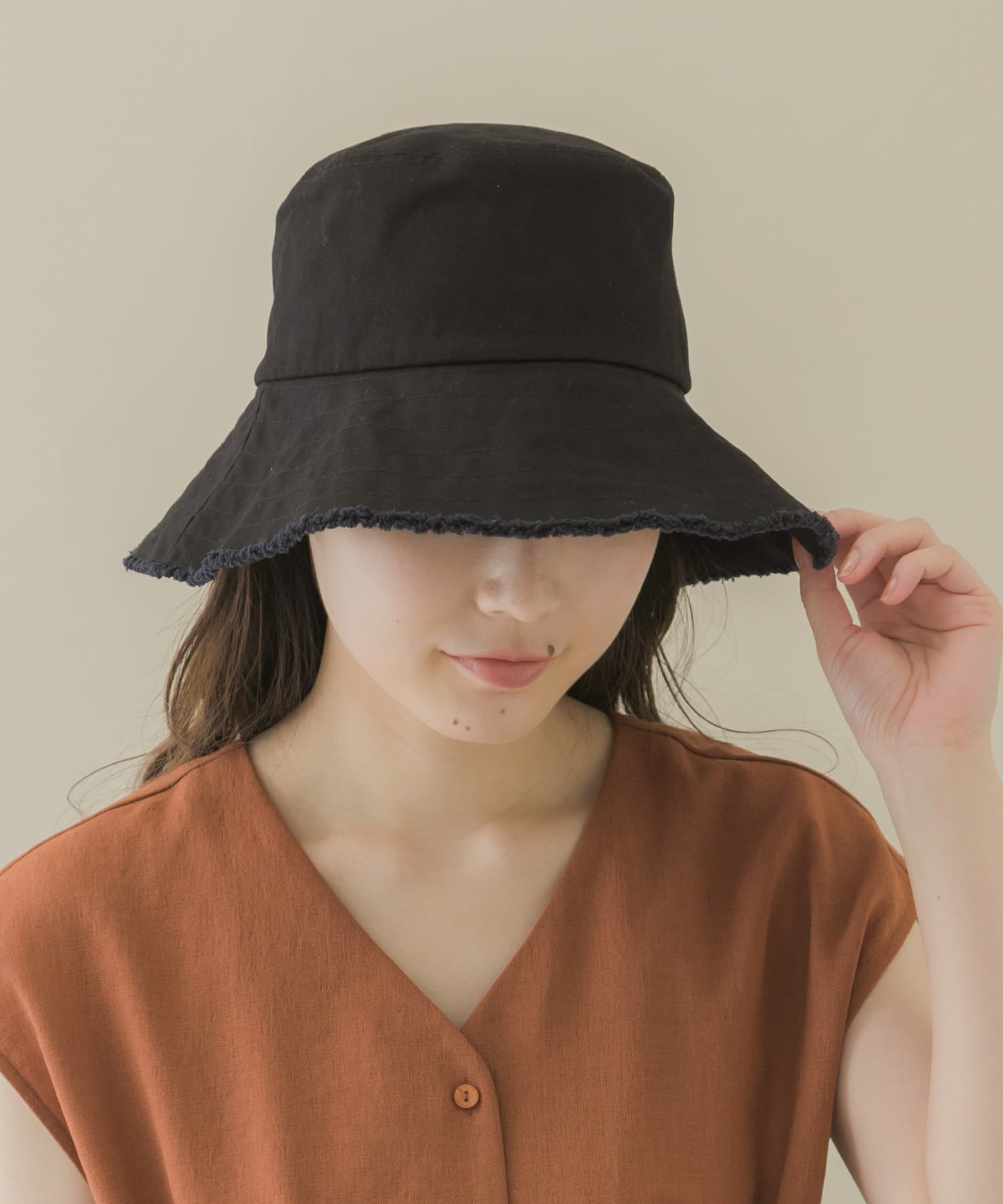 ツイルフリンジバケットハット BLK -