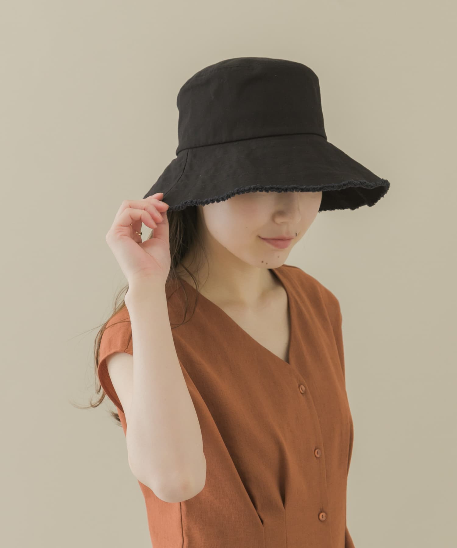 ツイルフリンジバケットハット BLK -