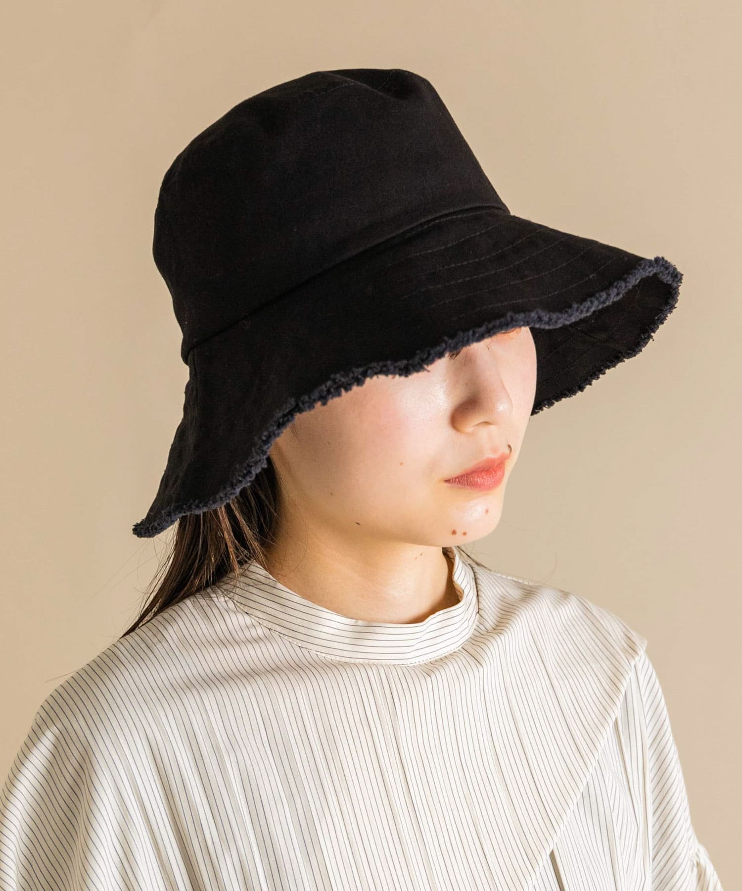 ツイルフリンジバケットハット BLK -