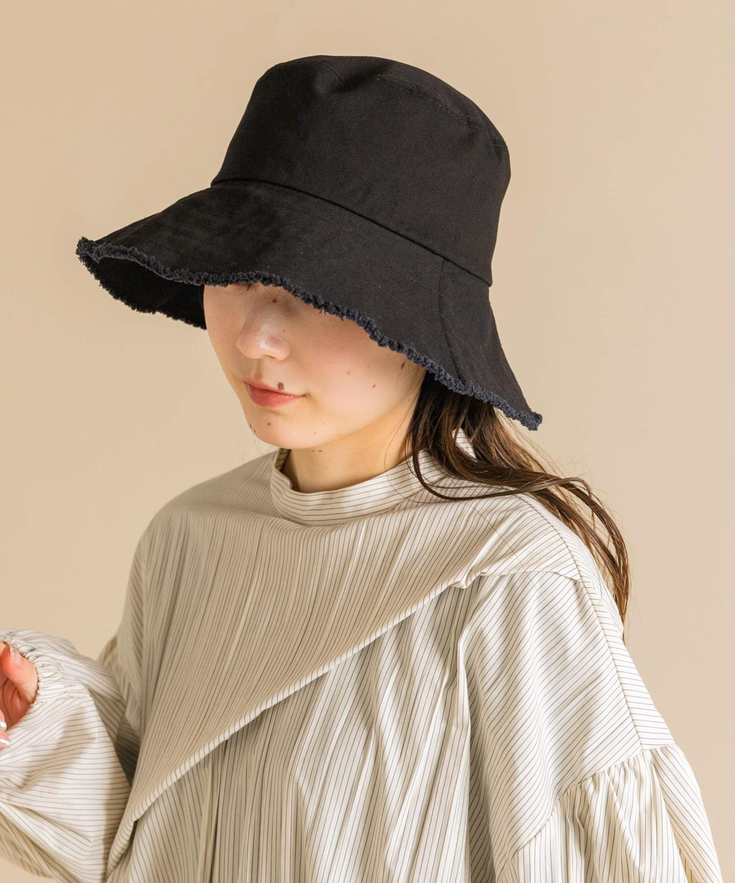 ツイルフリンジバケットハット BLK -