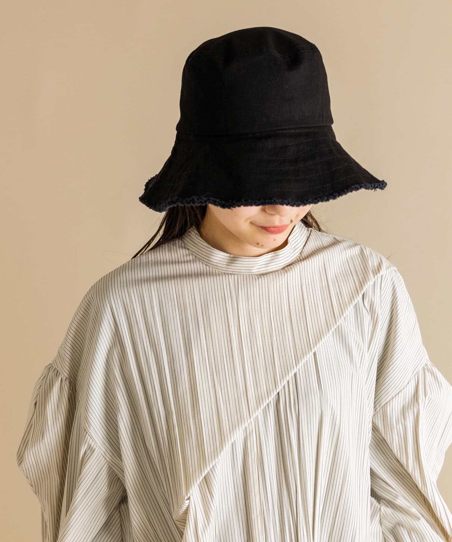 ツイルフリンジバケットハット BLK -