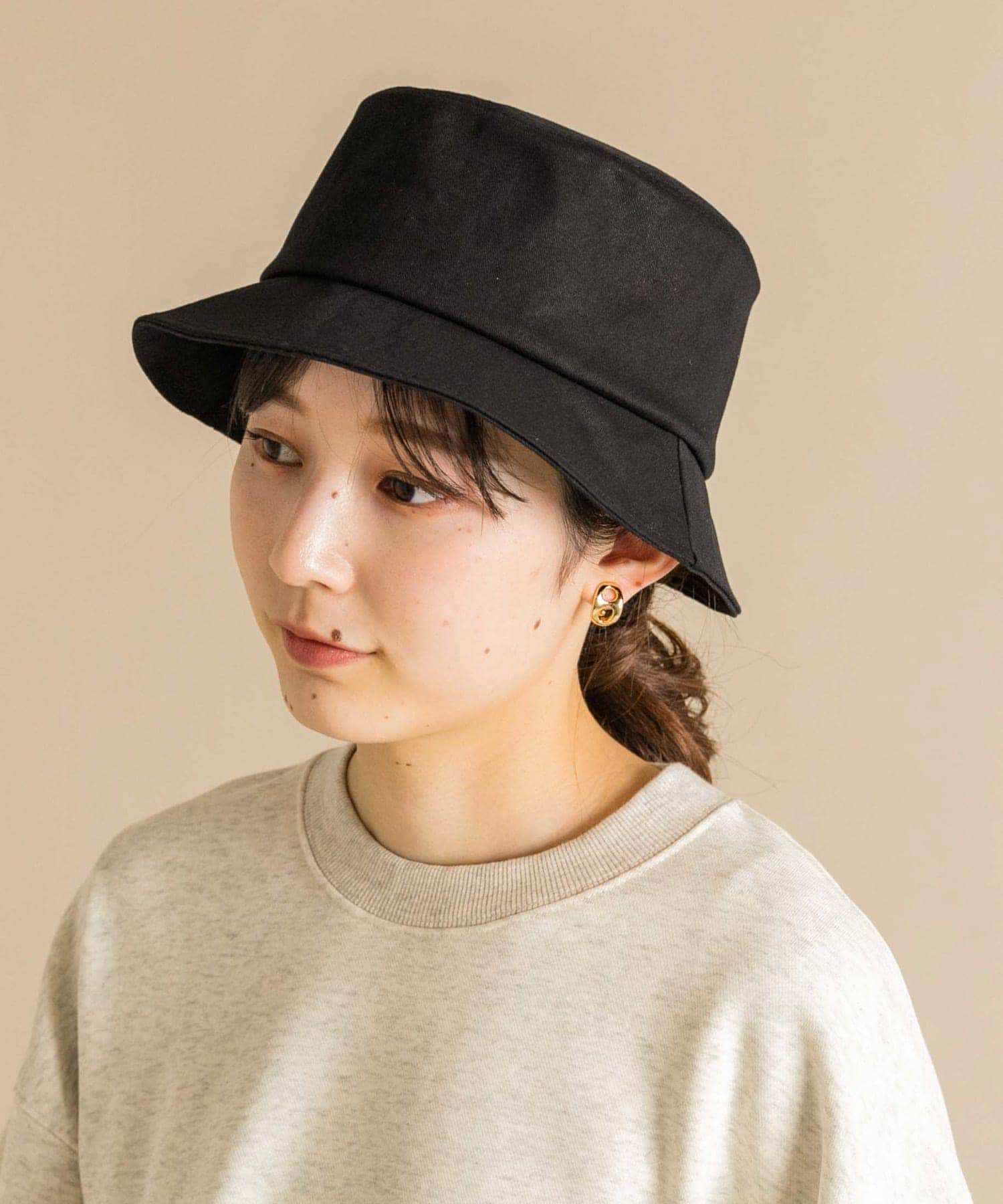 コットンリボンバケットハット BLK -