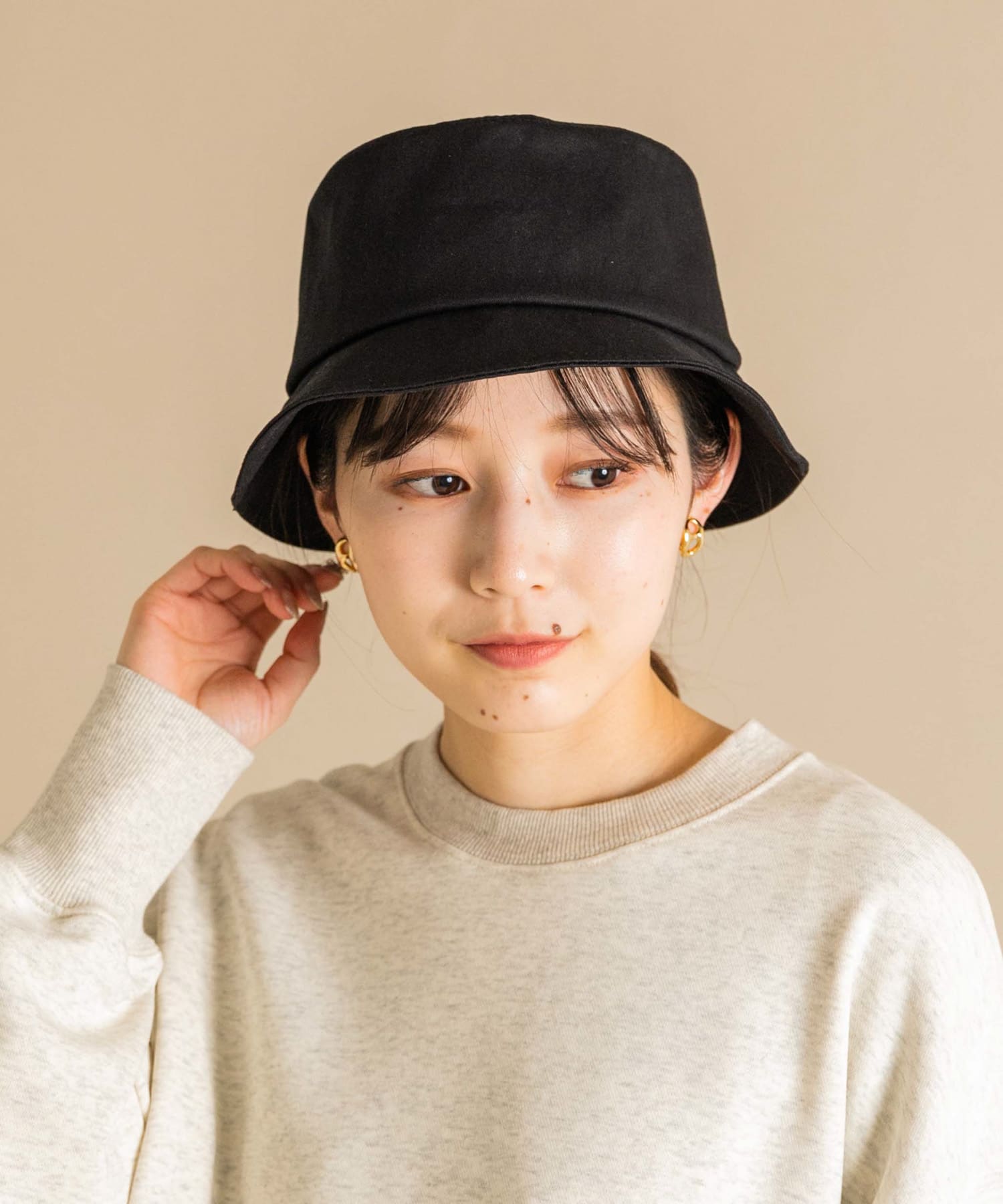 コットンリボンバケットハット BLK -