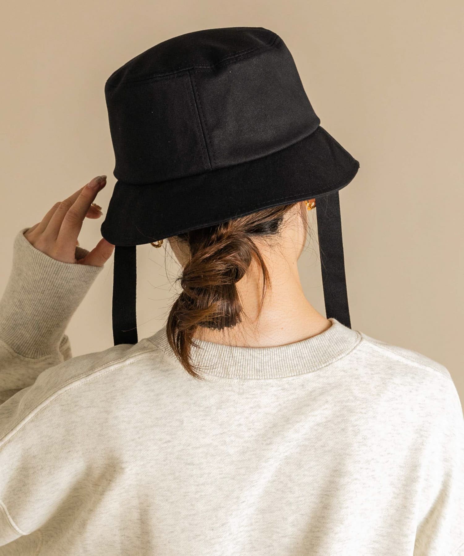 コットンリボンバケットハット BLK -