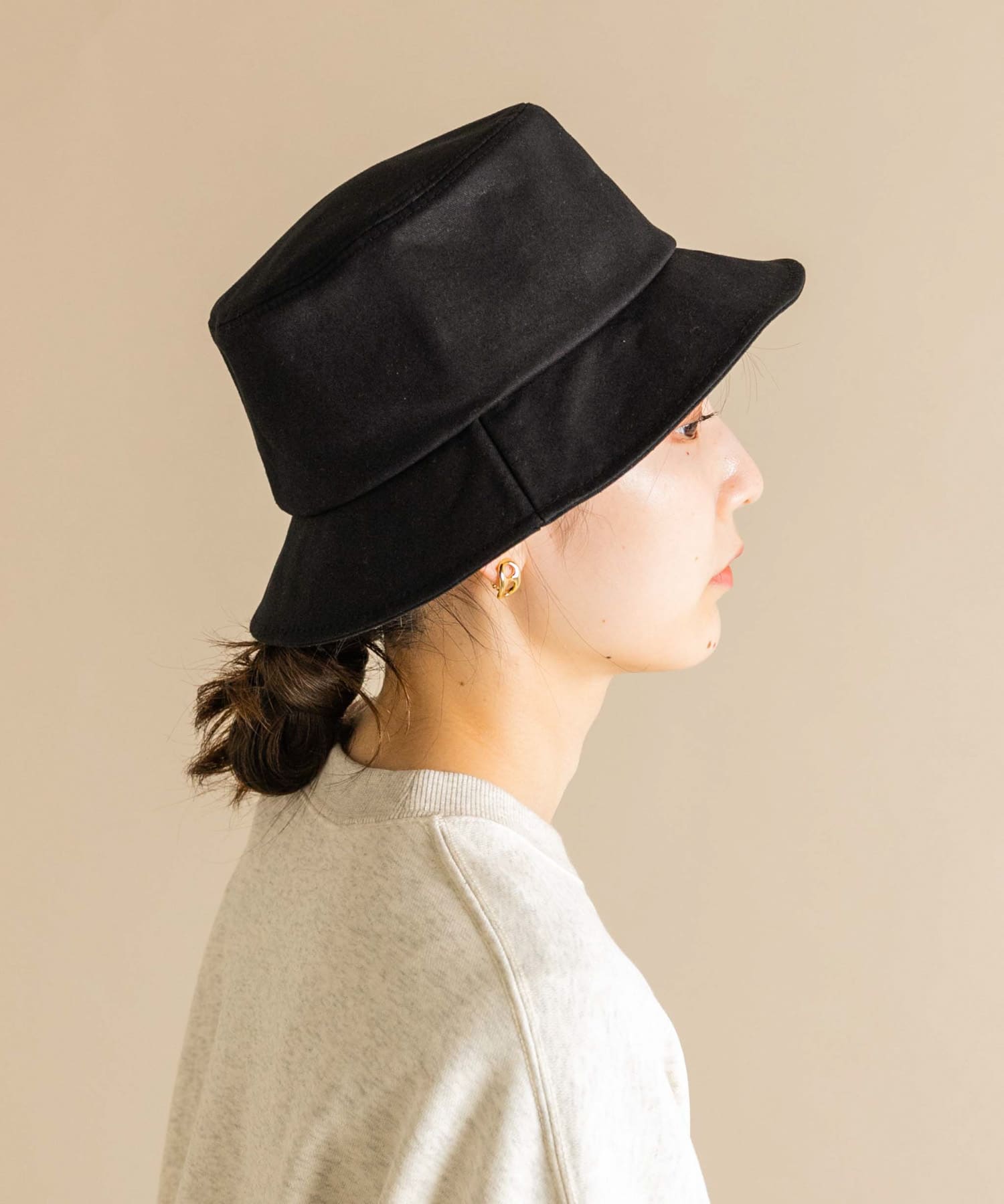 コットンリボンバケットハット BLK -