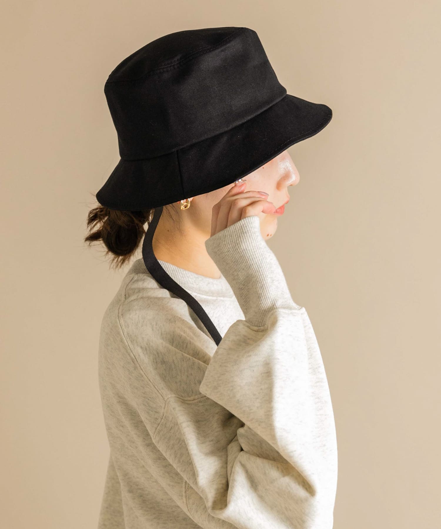 コットンリボンバケットハット BLK -