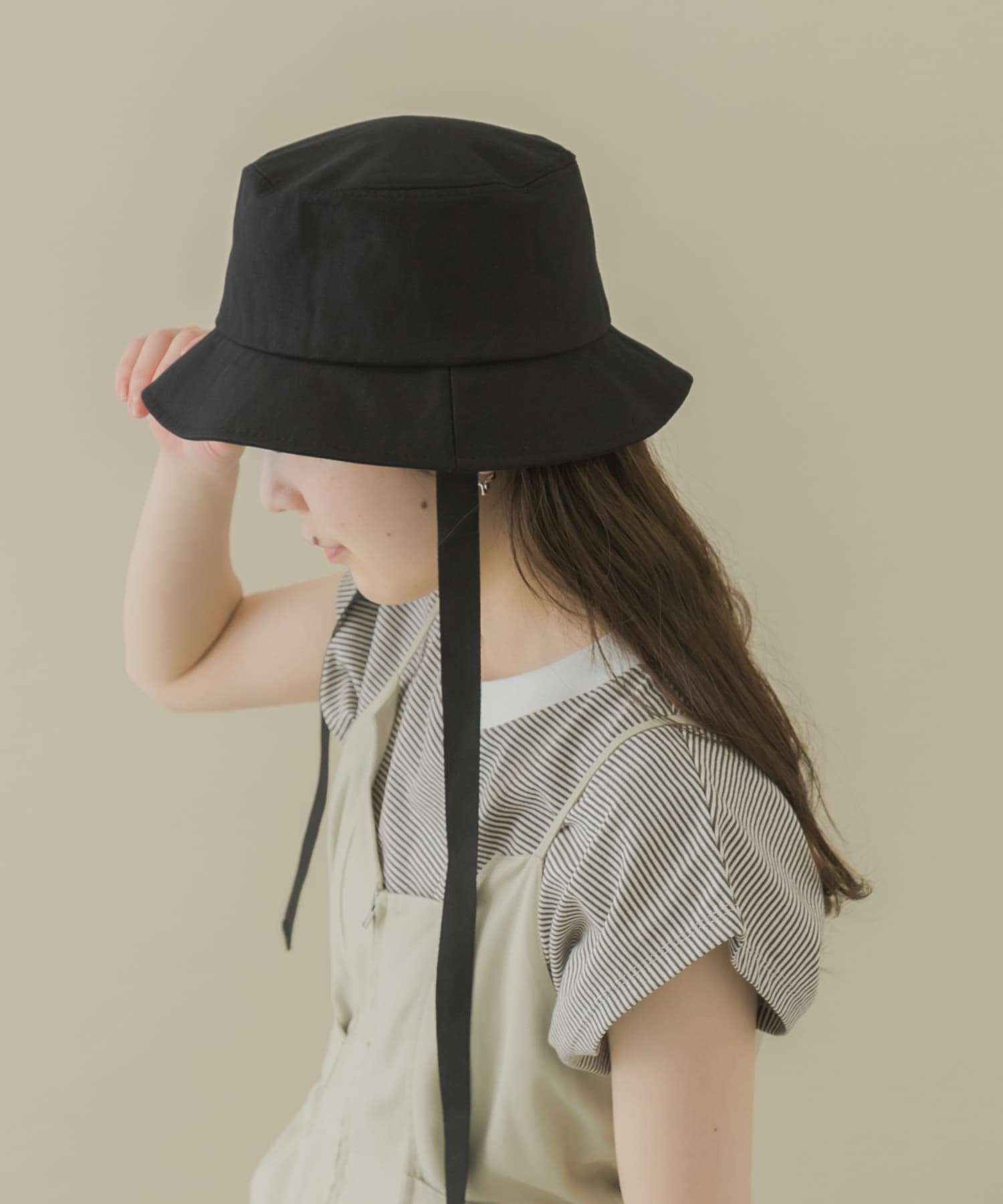 コットンリボンバケットハット BLK -