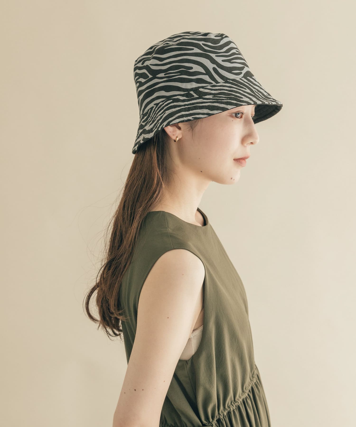 リバーシブルプリントハット BLK -