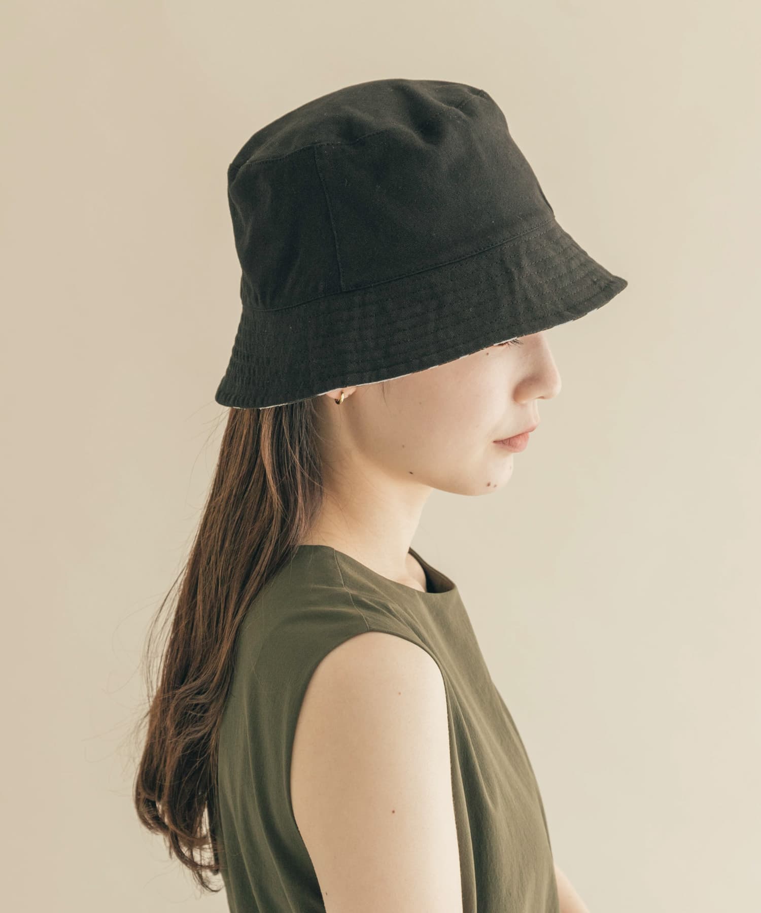 リバーシブルプリントハット BLK -