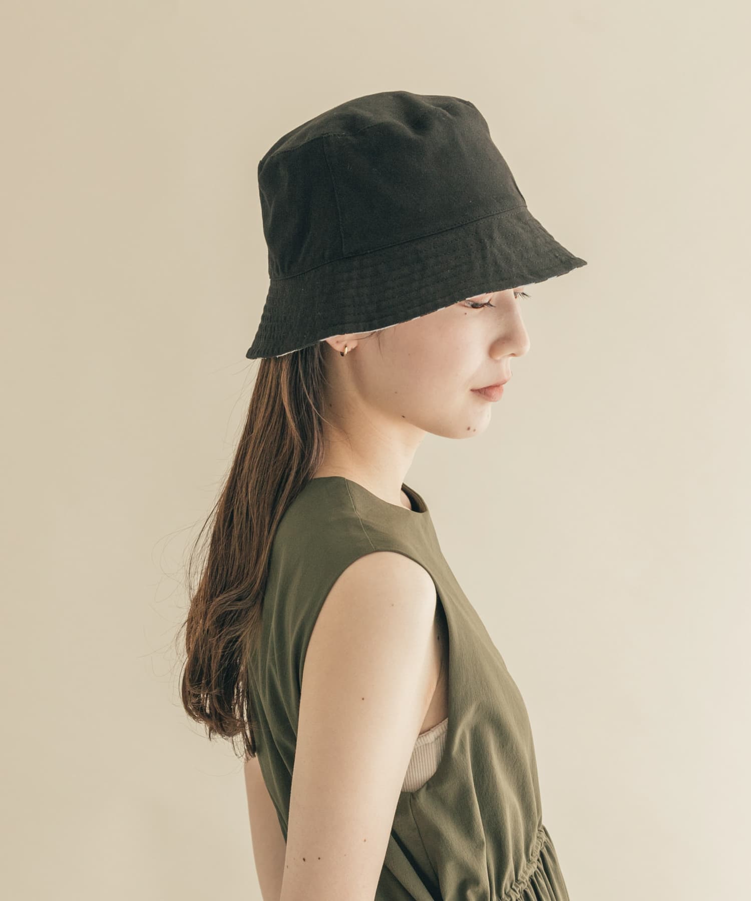 リバーシブルプリントハット BLK -