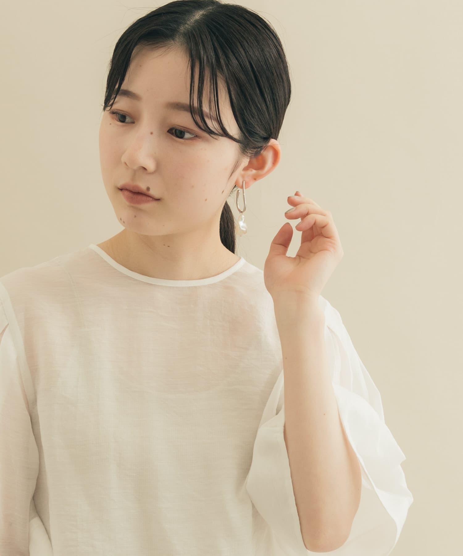 バロックパールドロップピアス SL/IV -