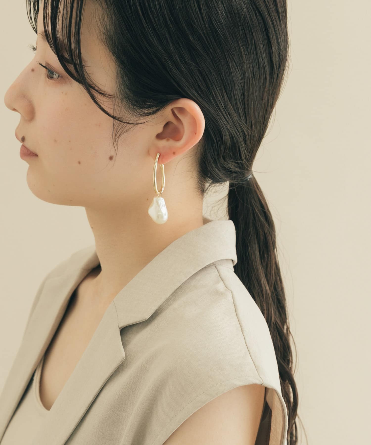 バロックパールドロップピアス GD/IV -