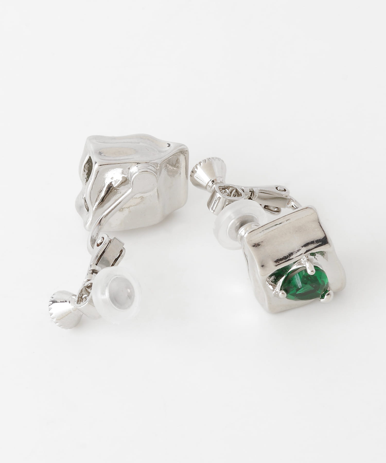 ハートビジューニュアンスメタルイヤリング SL/GR -